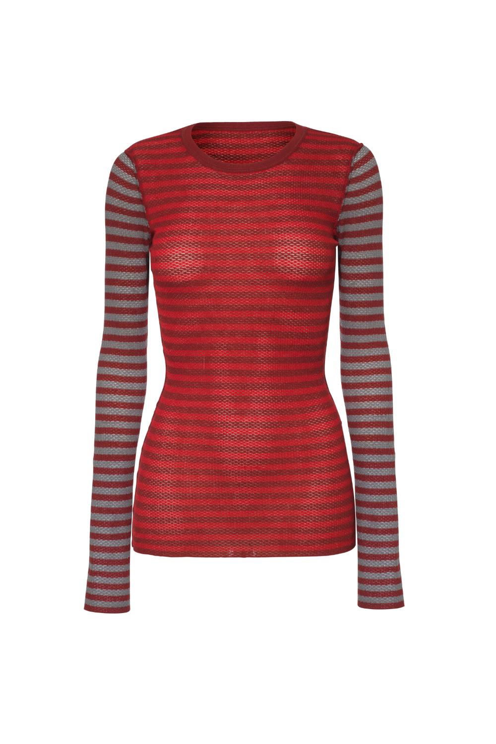 The Elise Stripe Long Sleeve Top, Burgundy Stripe