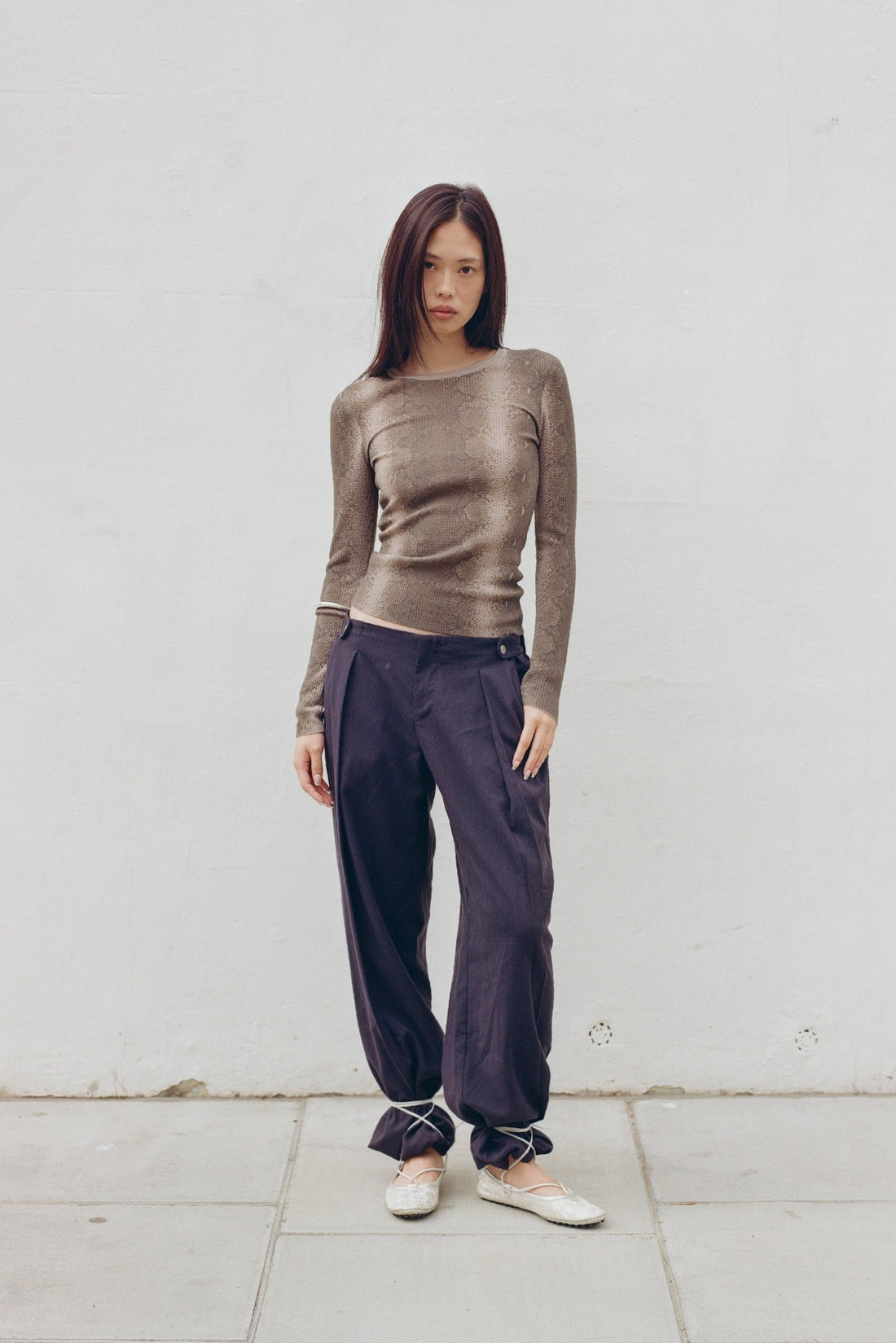 The Lulu Thermal Knit Top, Olive Python