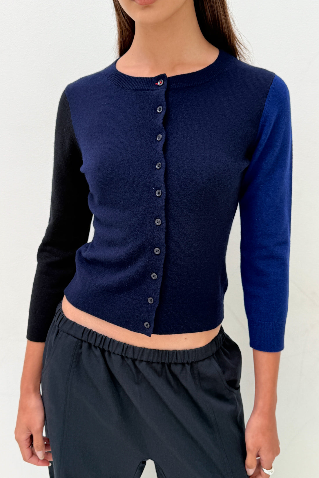 Ava Colourblock Cardigan, Navy