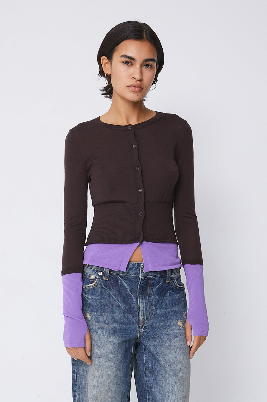Bella Merino Layered Cardigan, Guiness