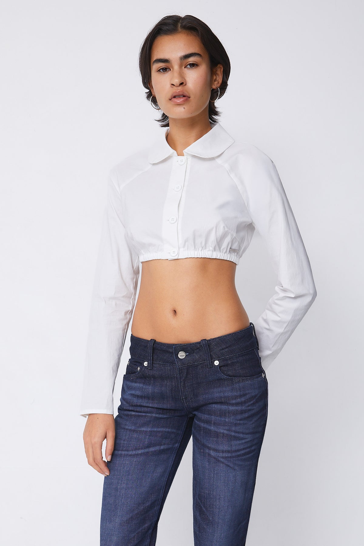 Bernie Cropped Shirt, Porcelain