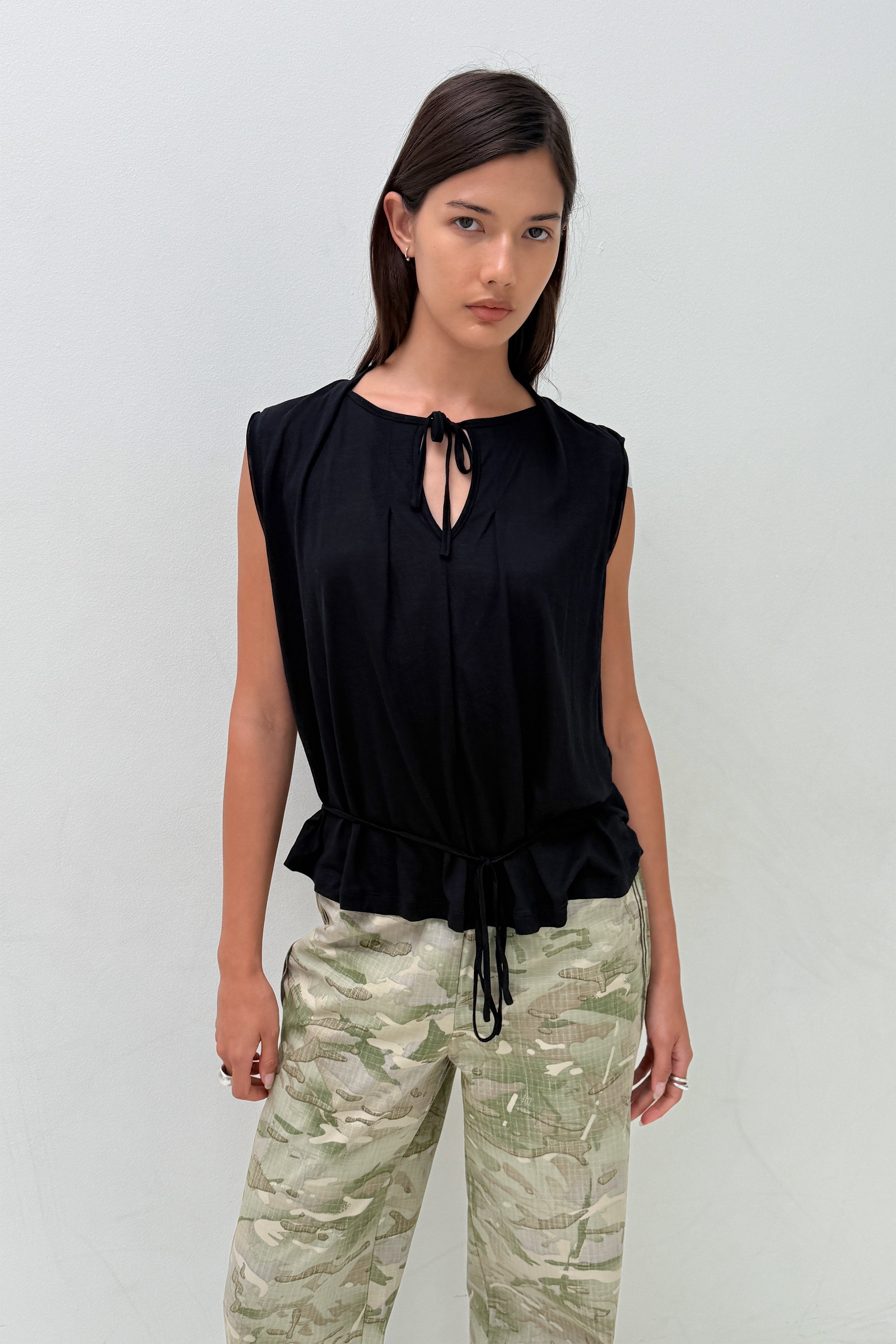 Blanche Tie Top, Onyx