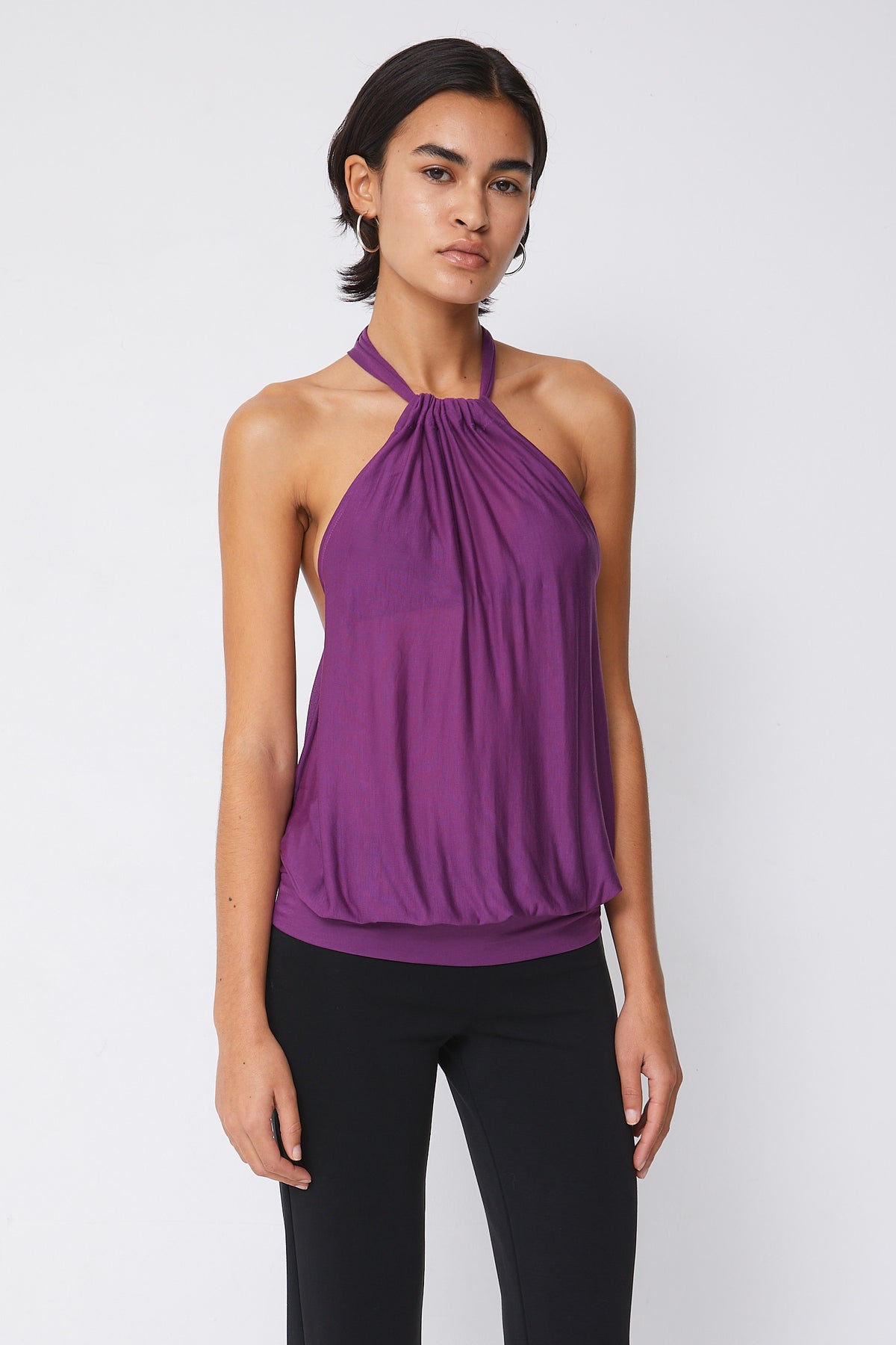 Emma Drape Back Halter Top, Orchid