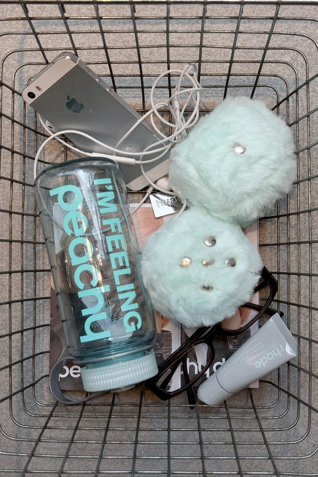 Fluffy Dice Keychain, Pale Aqua
