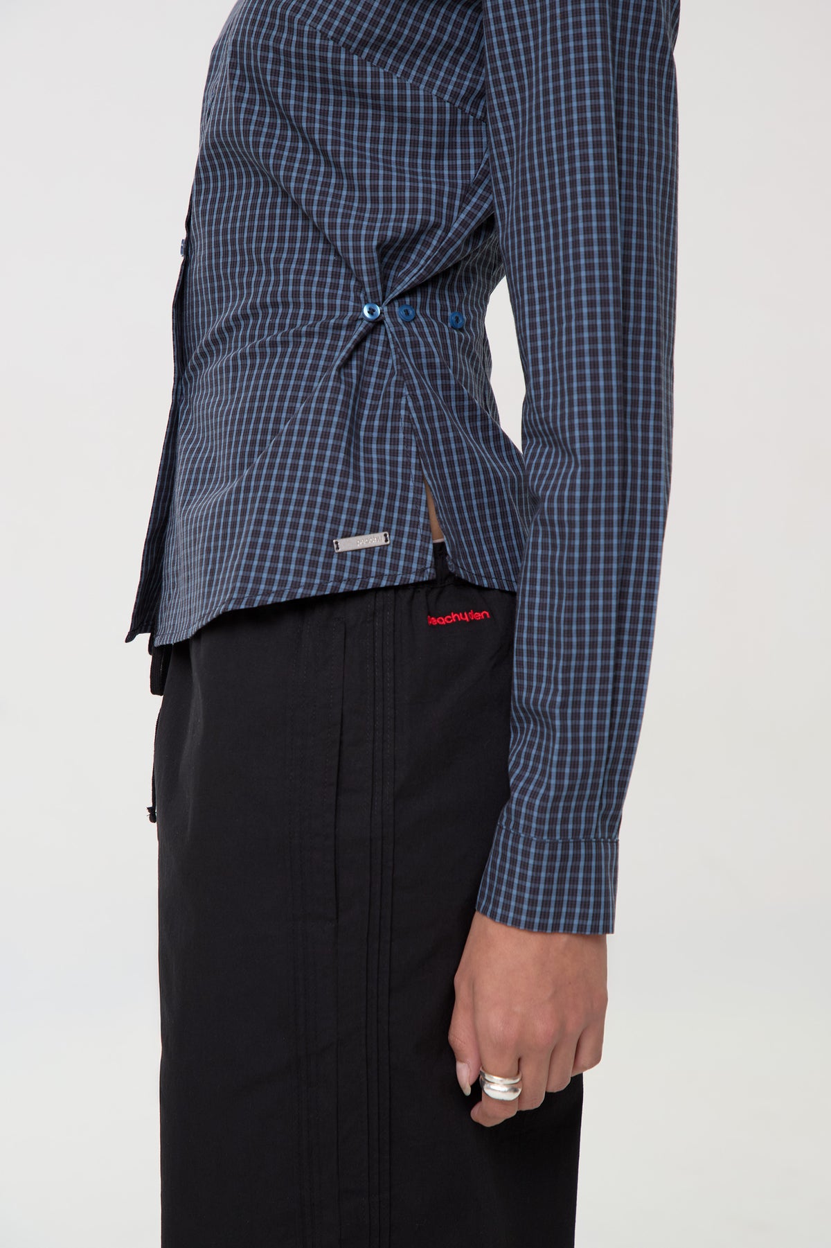 Gloria Cinch Shirt, Navy Check
