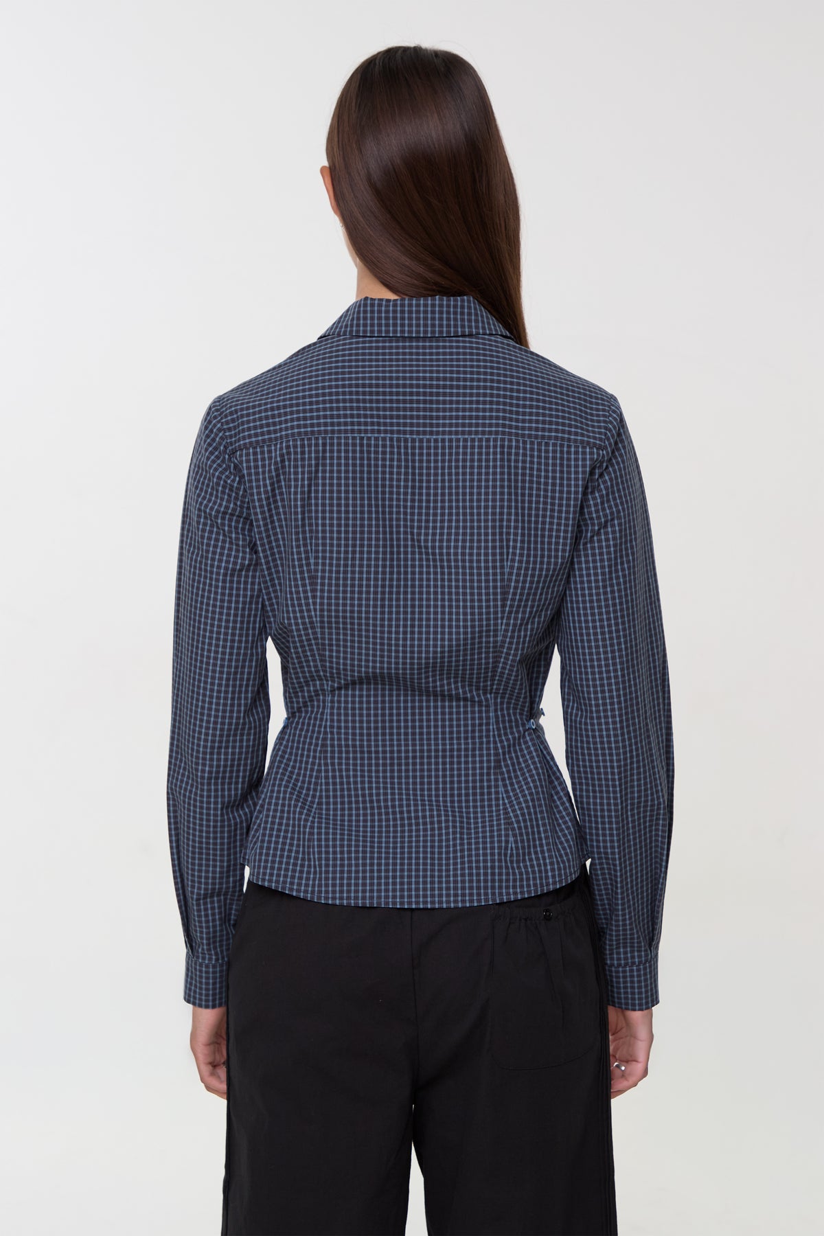 Gloria Cinch Shirt, Navy Check