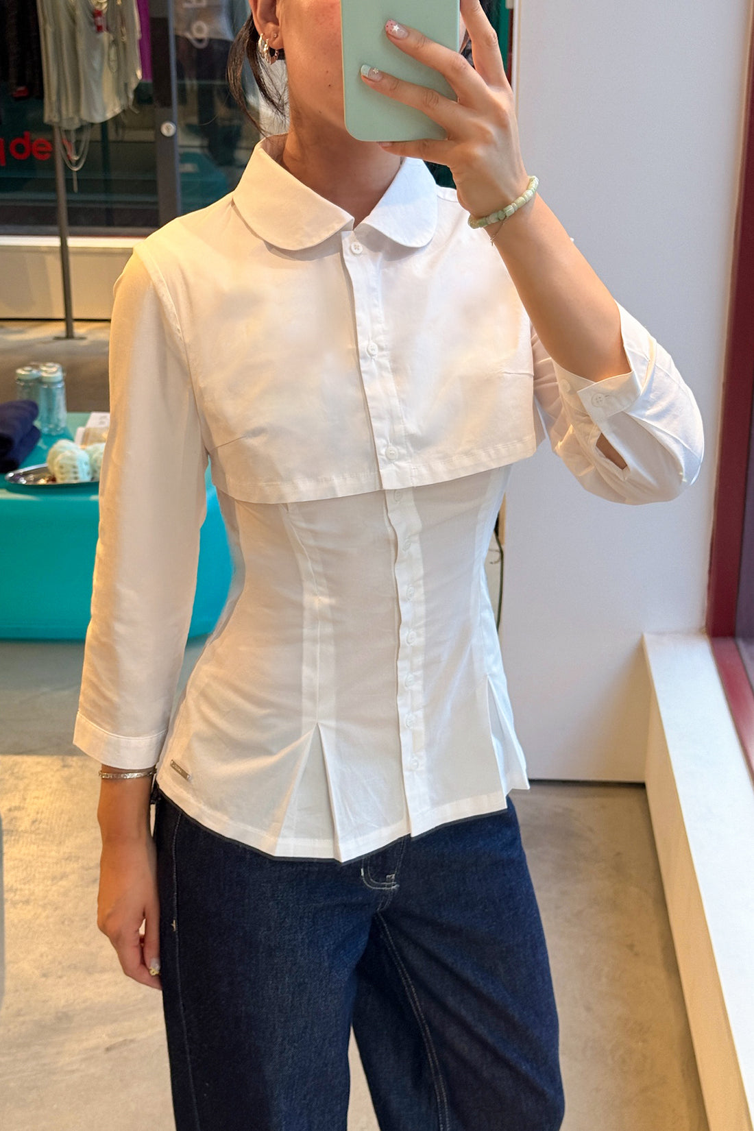 Gloria Double Blouse, Porcelain
