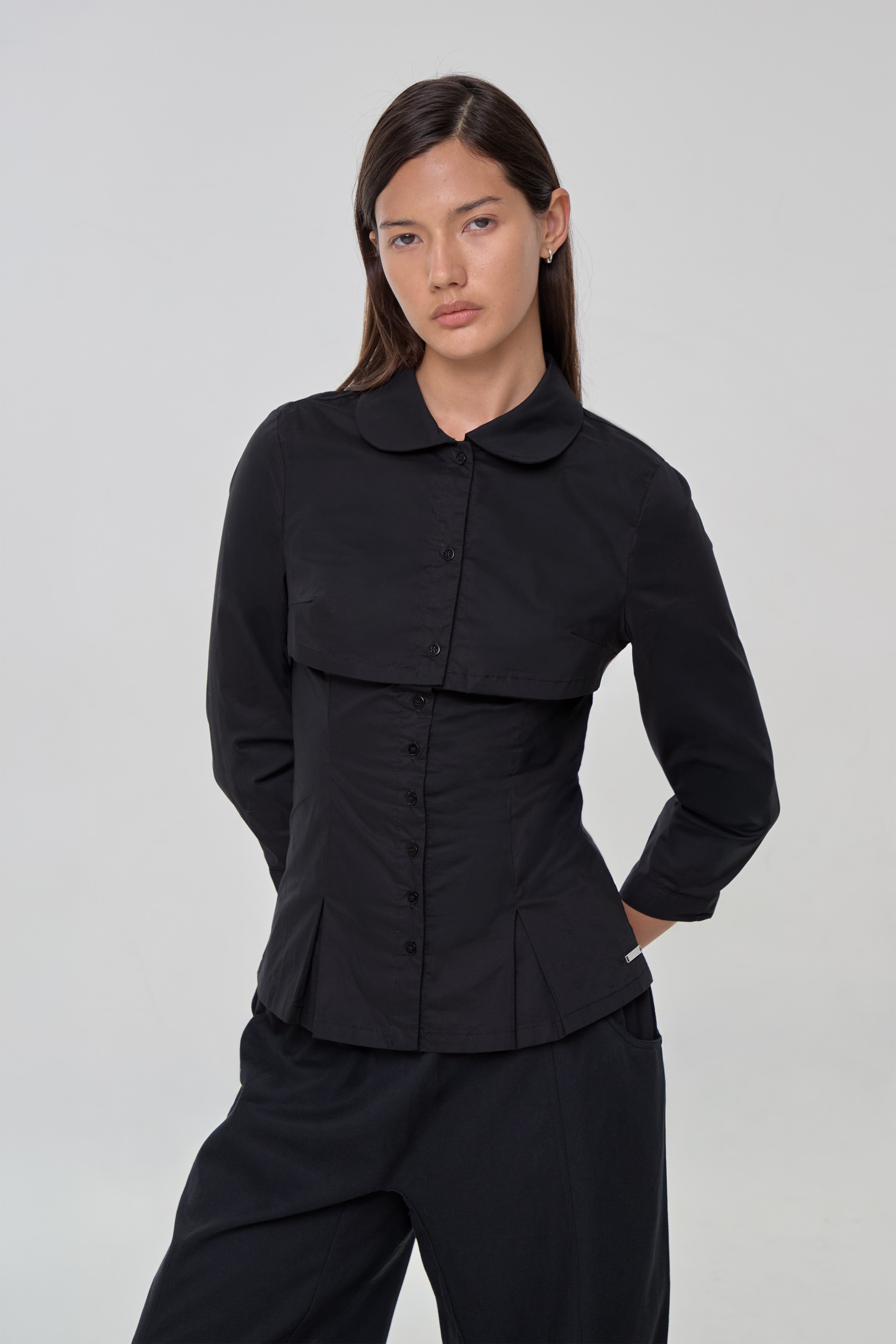 Gloria Double Blouse, Onyx