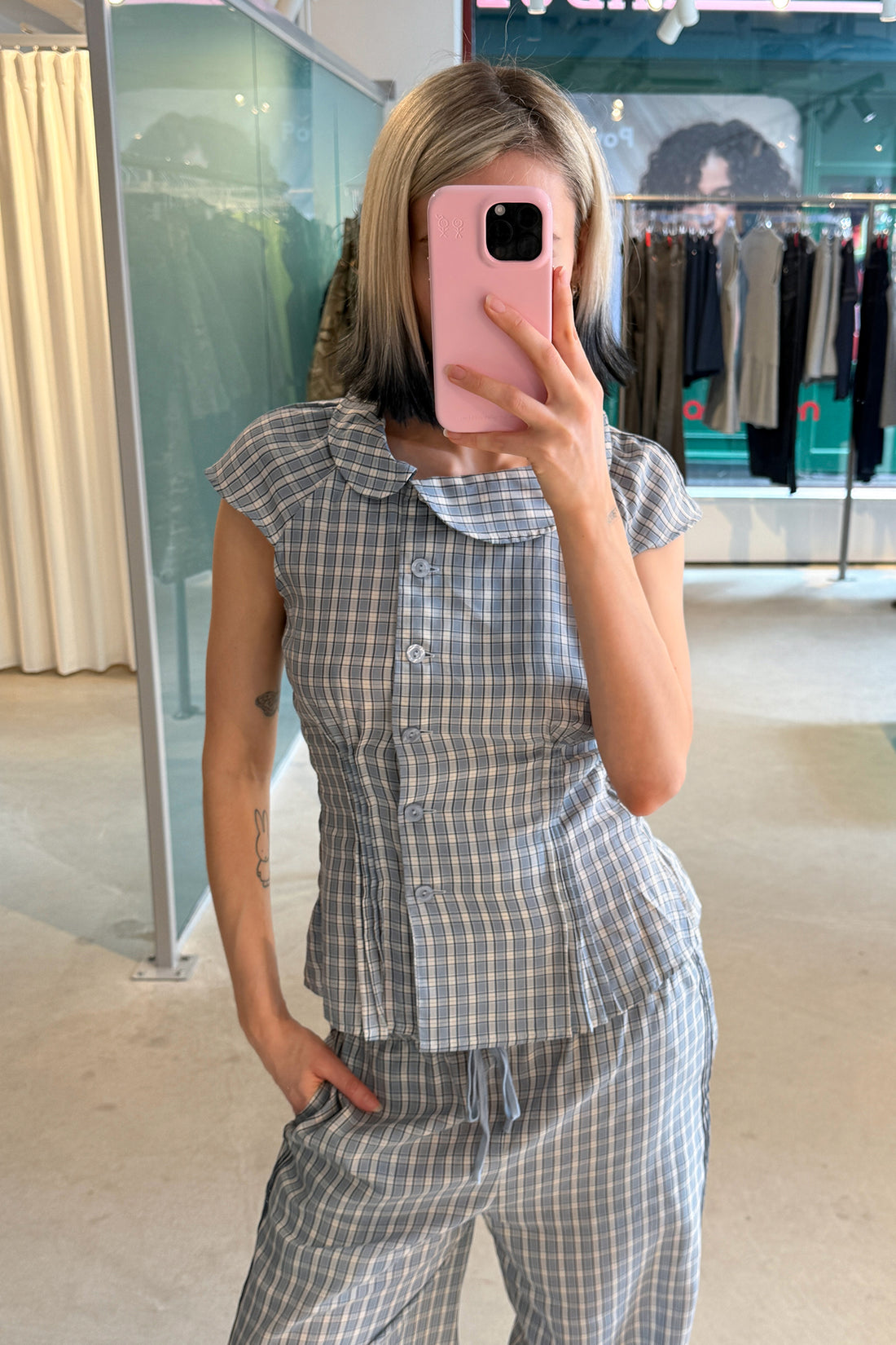 Missy Asymmetric Blouse, Check