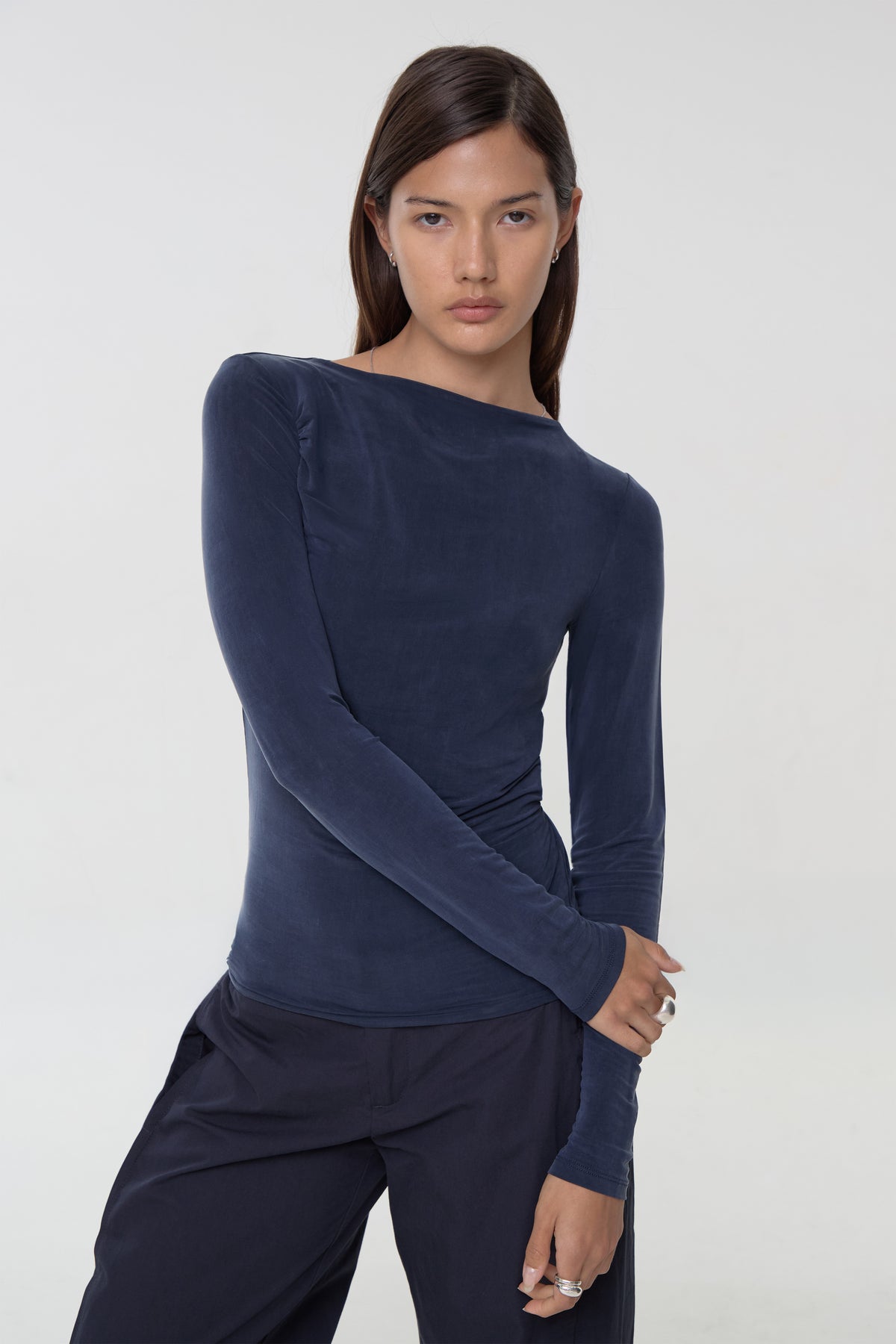 Kylie Long Sleeve Top, Dark Navy