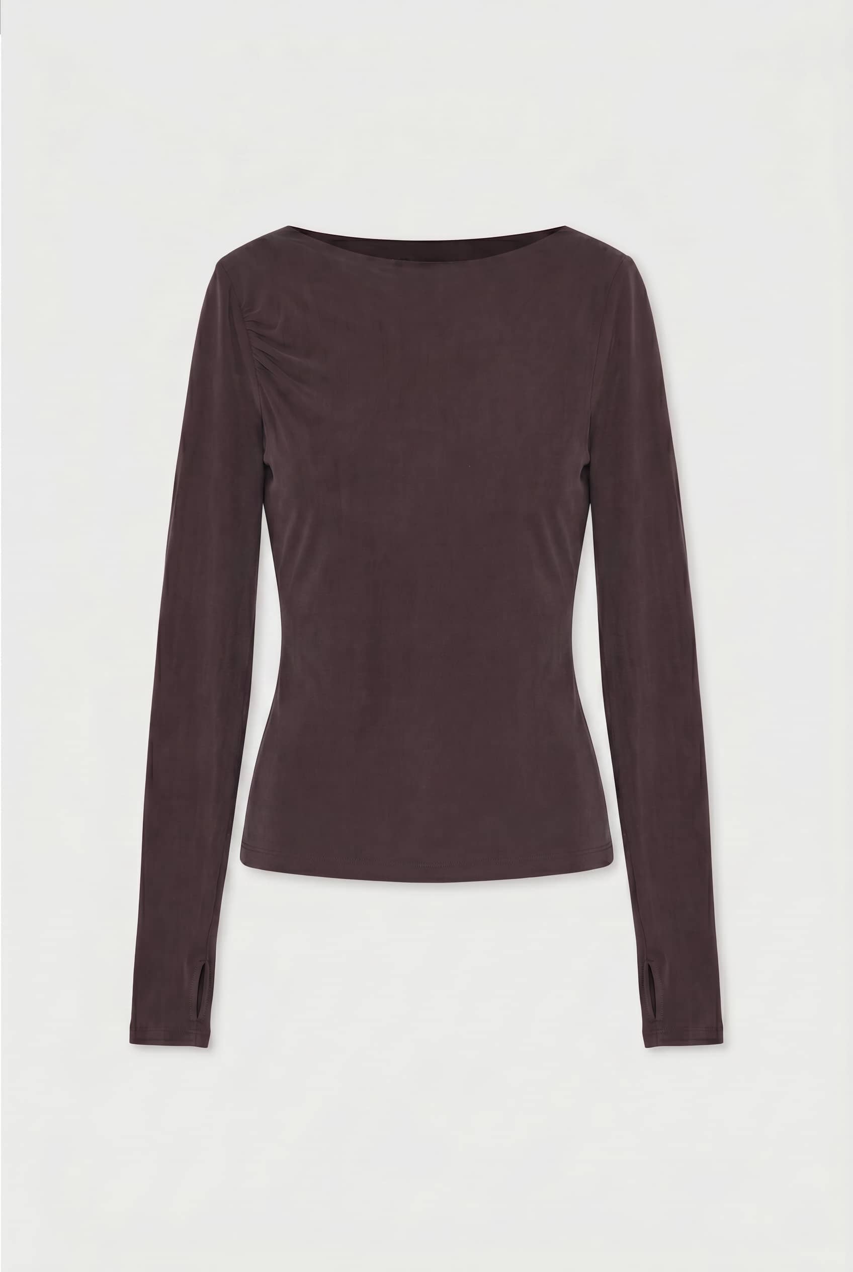 Kylie Long Sleeve Top, Chocolate