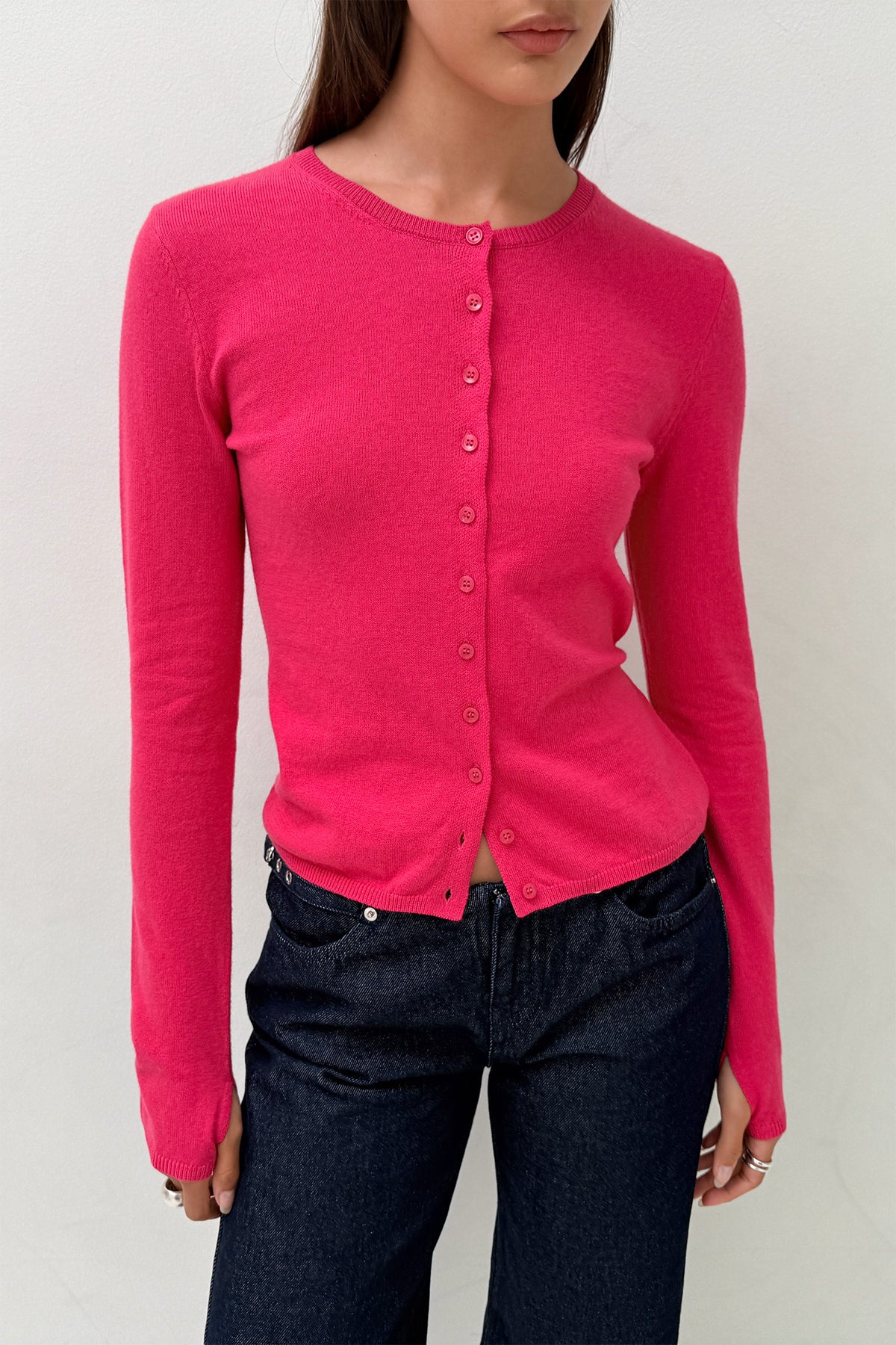 Loulou Everyday Cardigan, Hot Pink