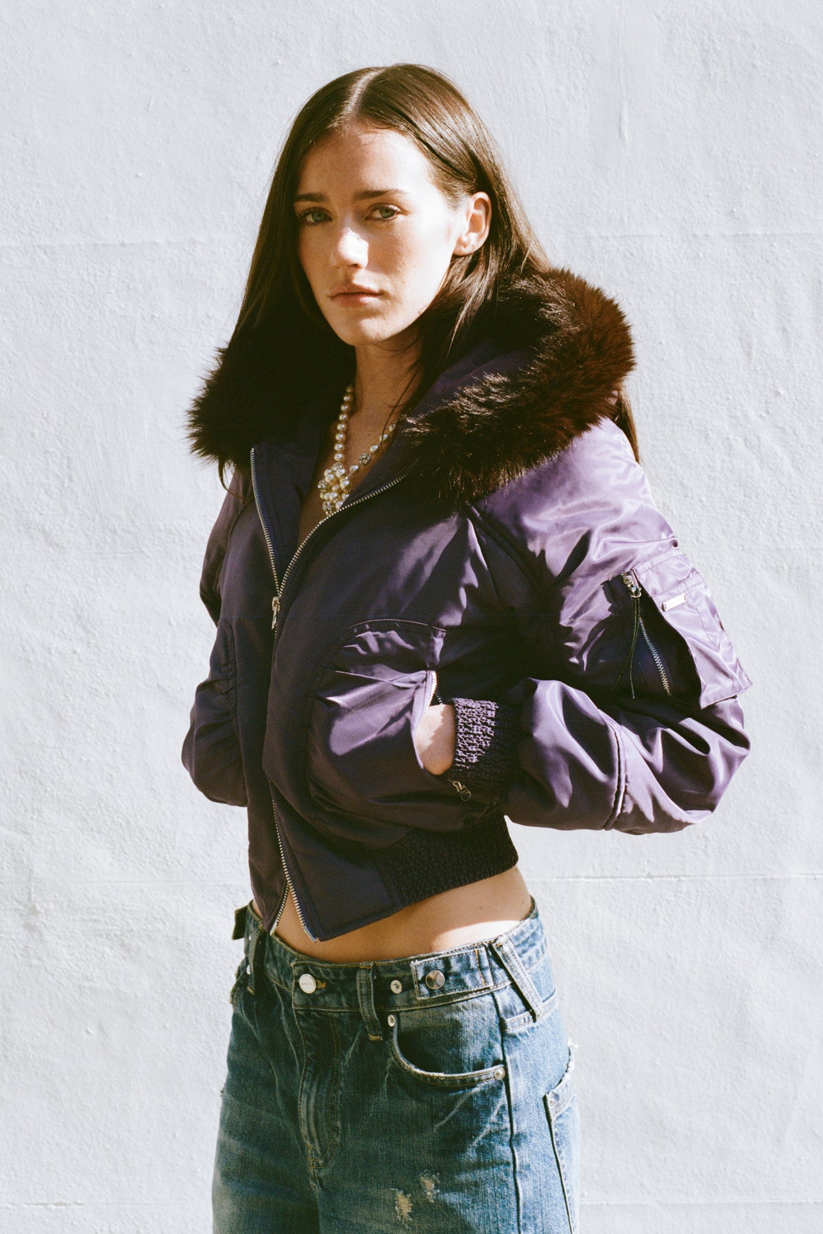 PRE-ORDER 4TH NOV: Cora Flight Jacket, Aubergine