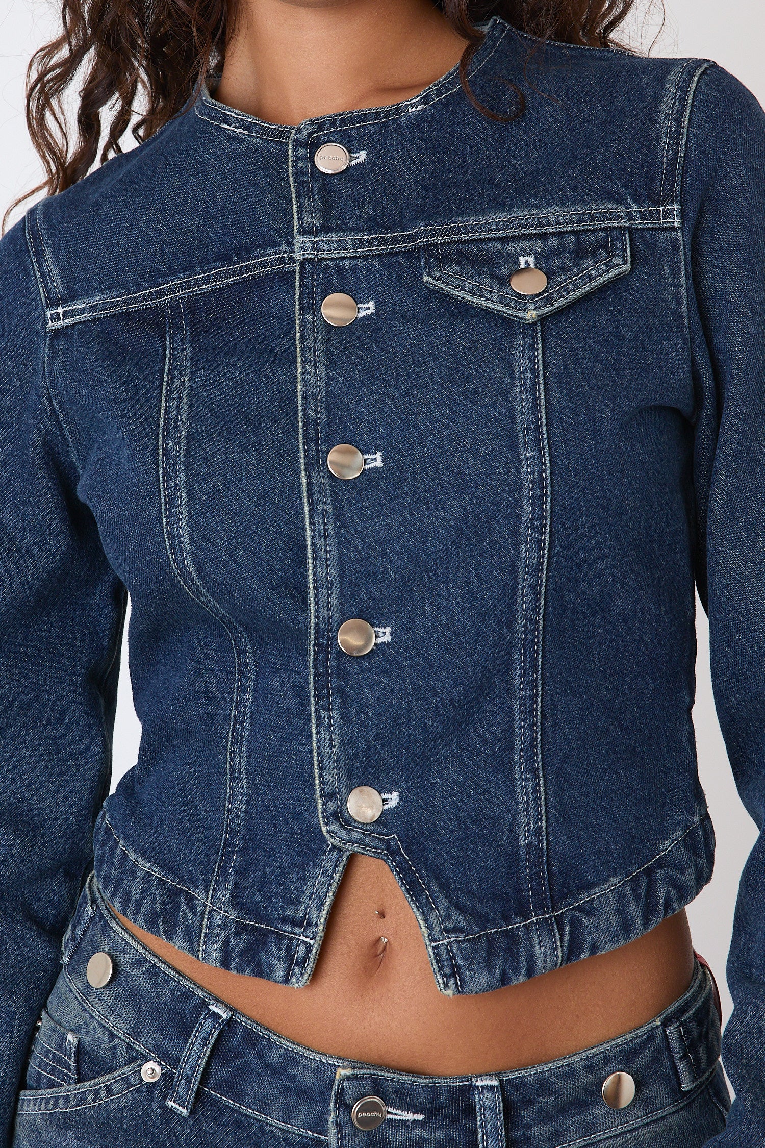 The Goldie Fitted Denim Jacket, Dark Fade