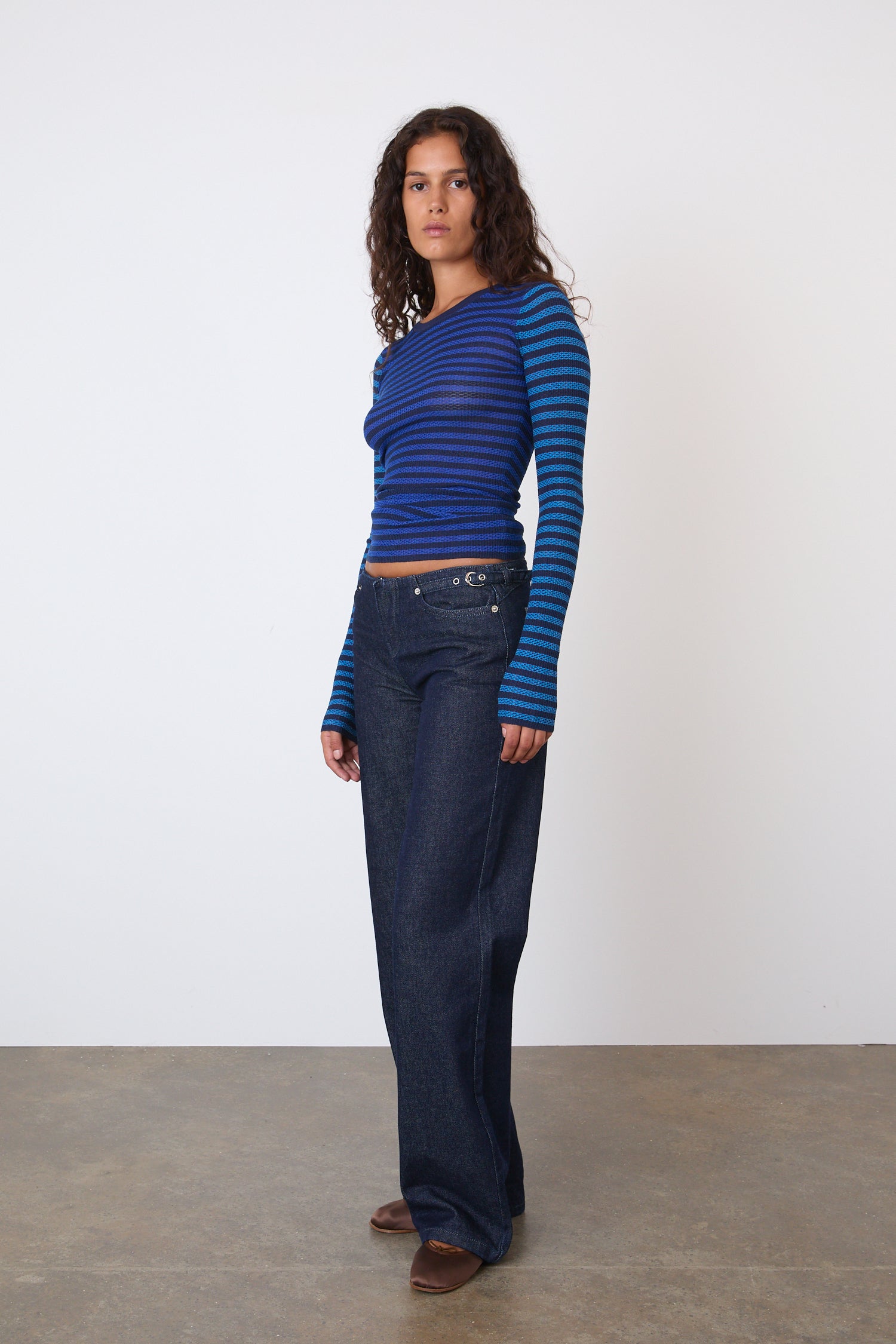 The Elise Stripe Long Sleeve Top, Navy Stripe