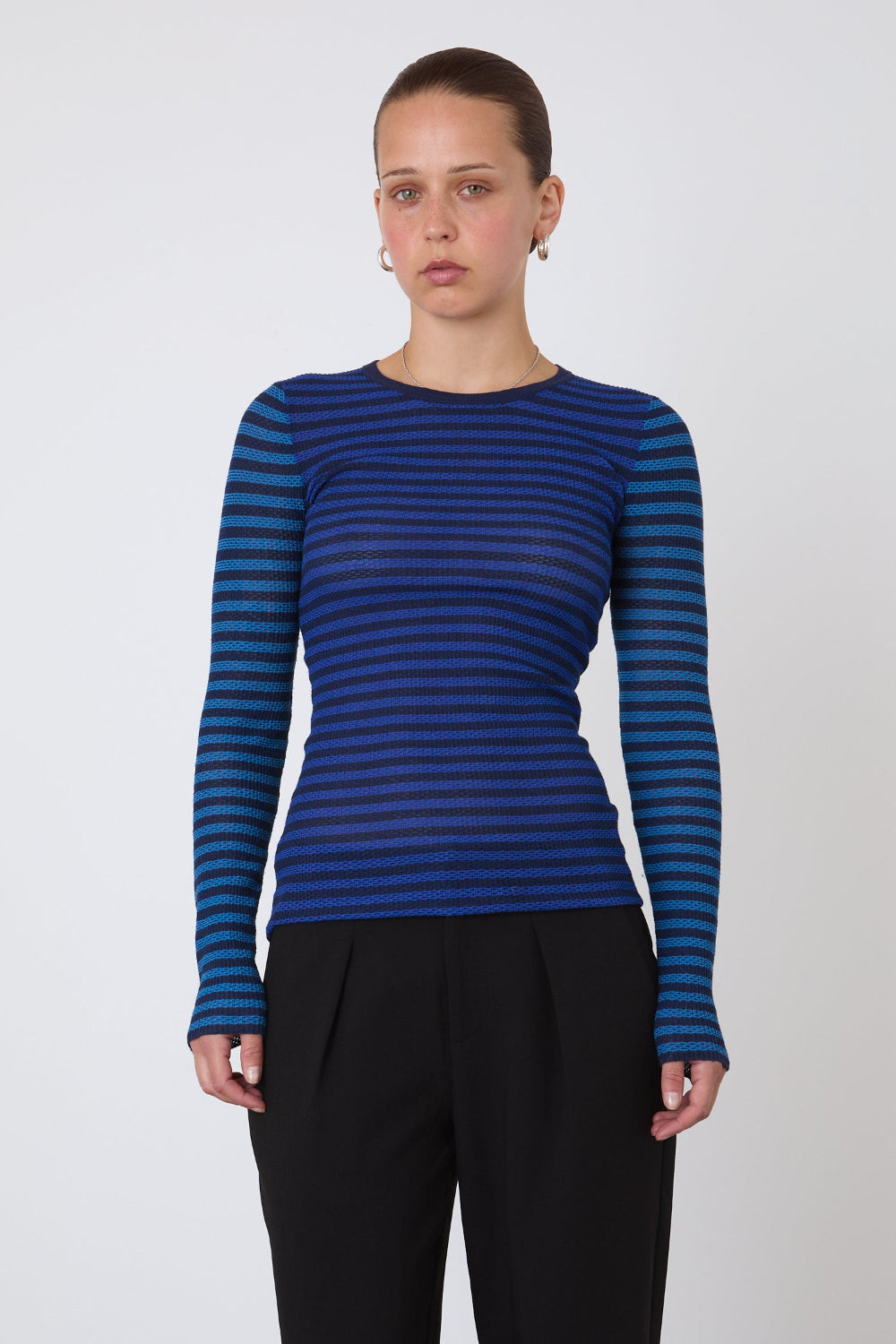 The Elise Stripe Long Sleeve Top, Navy Stripe
