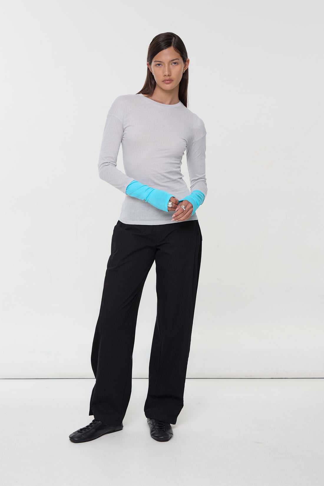 Paloma Double Long Sleeve Tee, Grey Marl