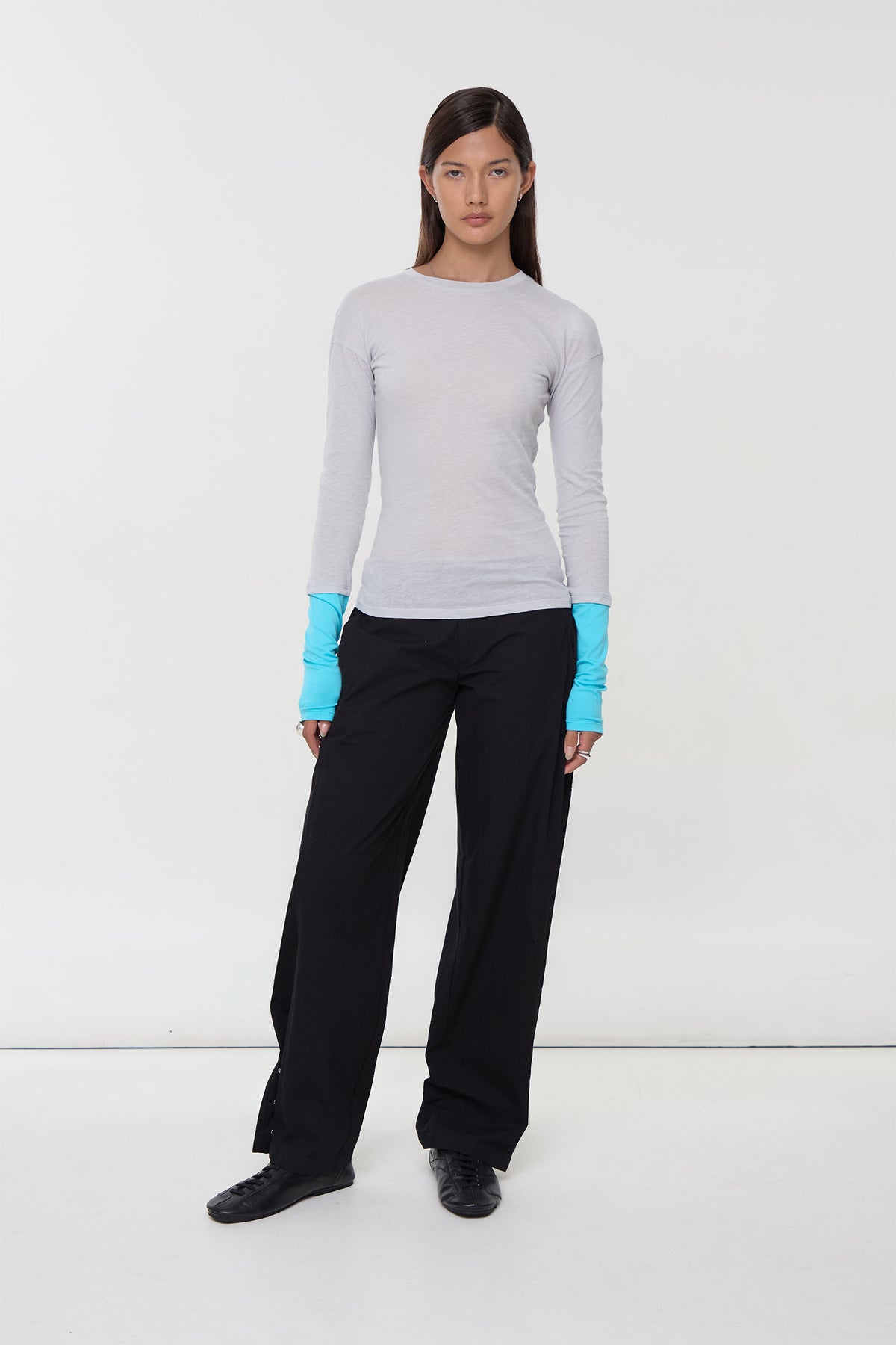 Paloma Double Long Sleeve Tee, Grey Marl