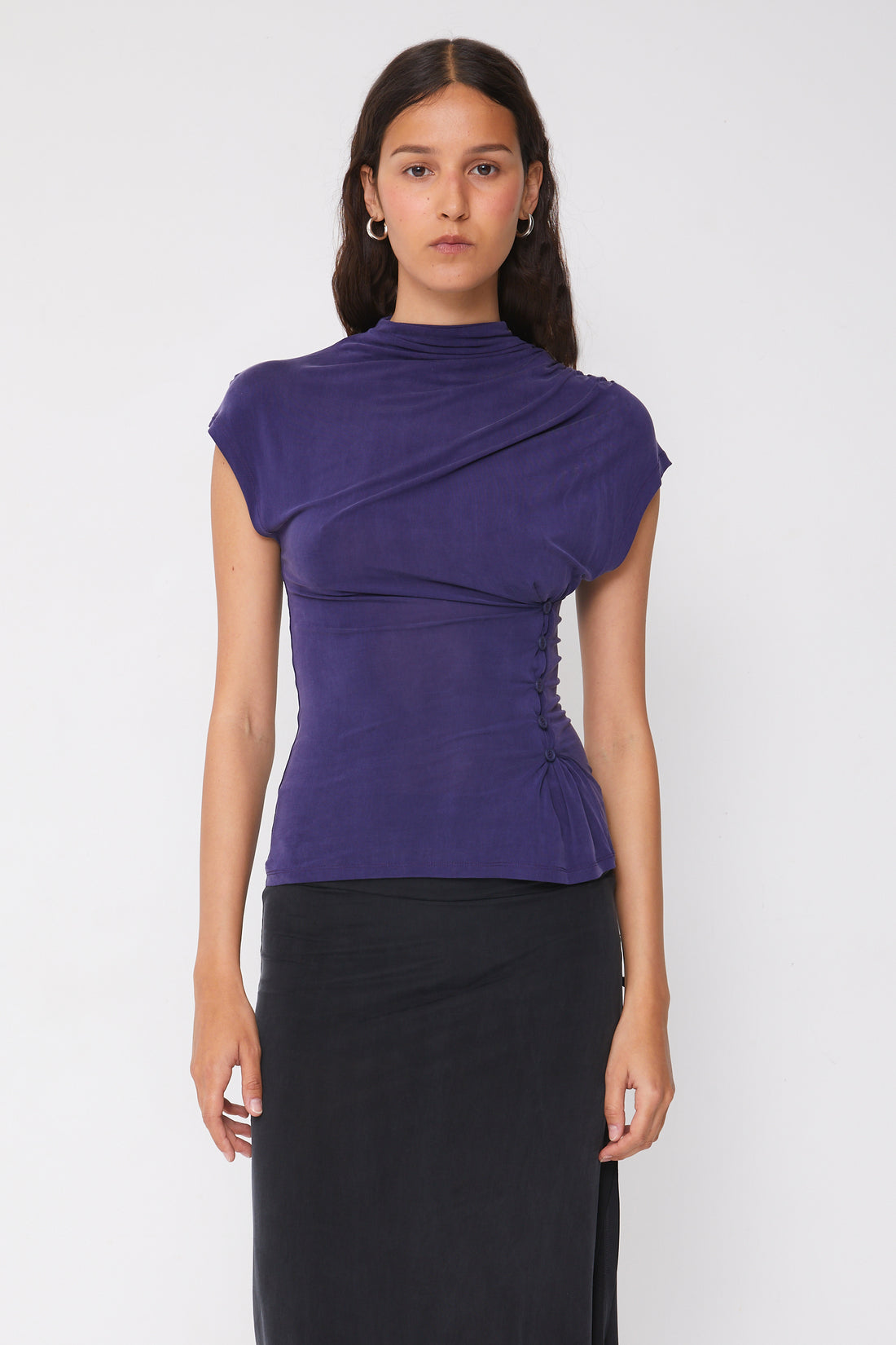 Kylie Button Top, Aubergine