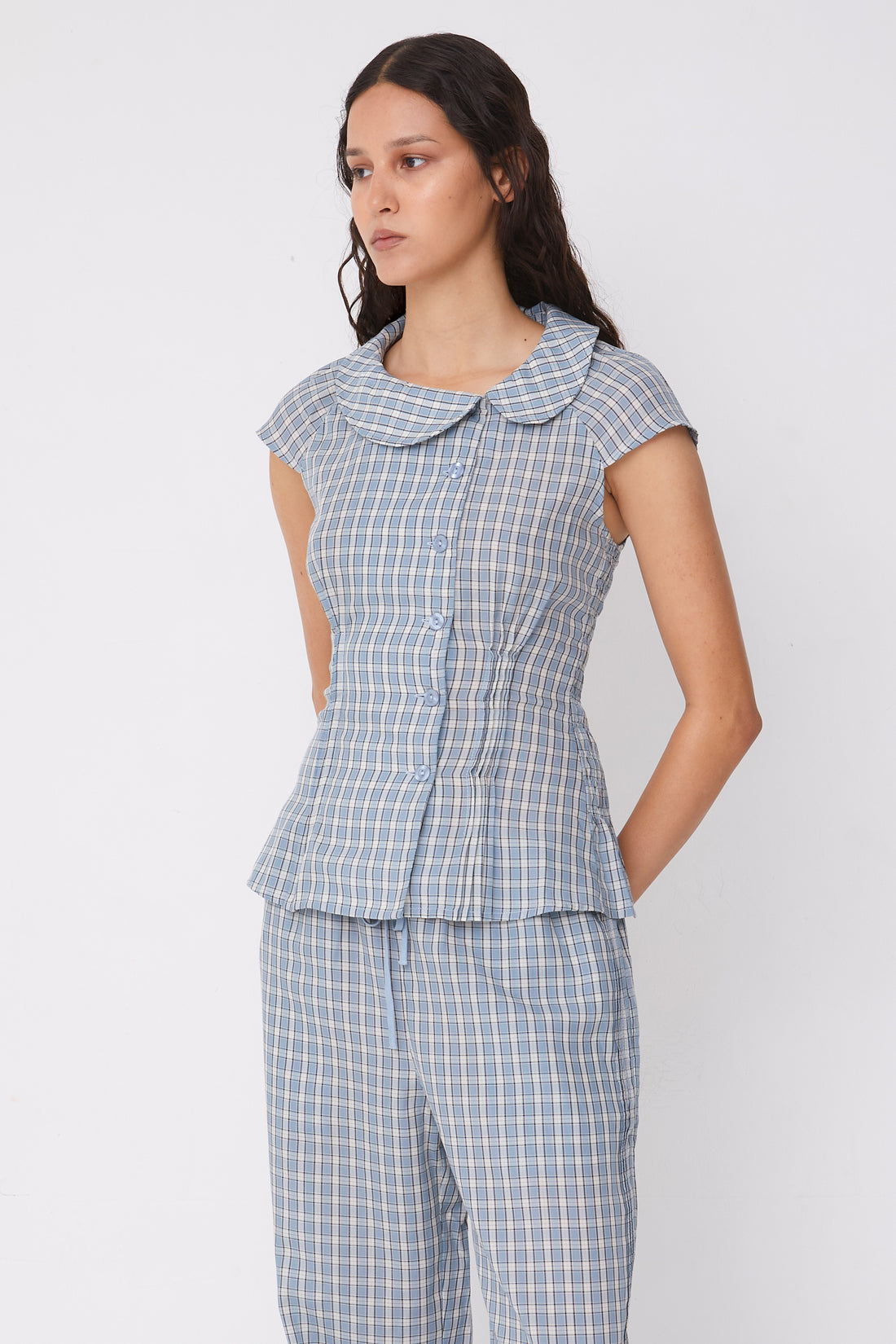 Missy Asymmetric Blouse, Check