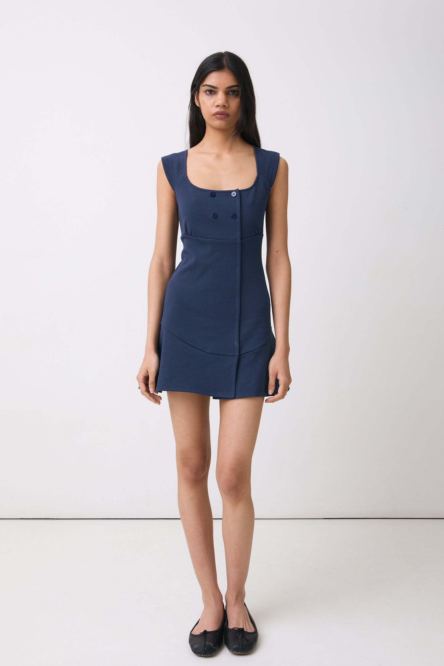 Joni Button Dress, Navy