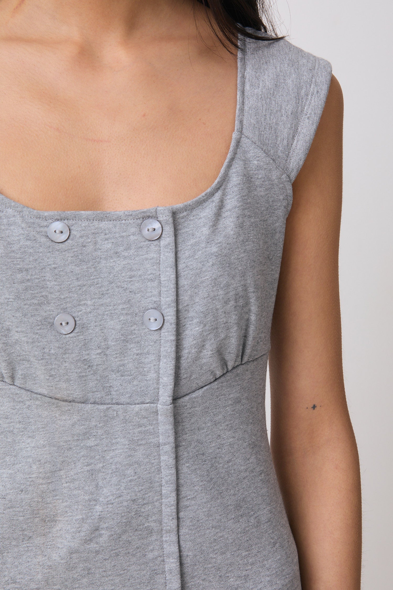 Joni Button Dress, Grey Marl