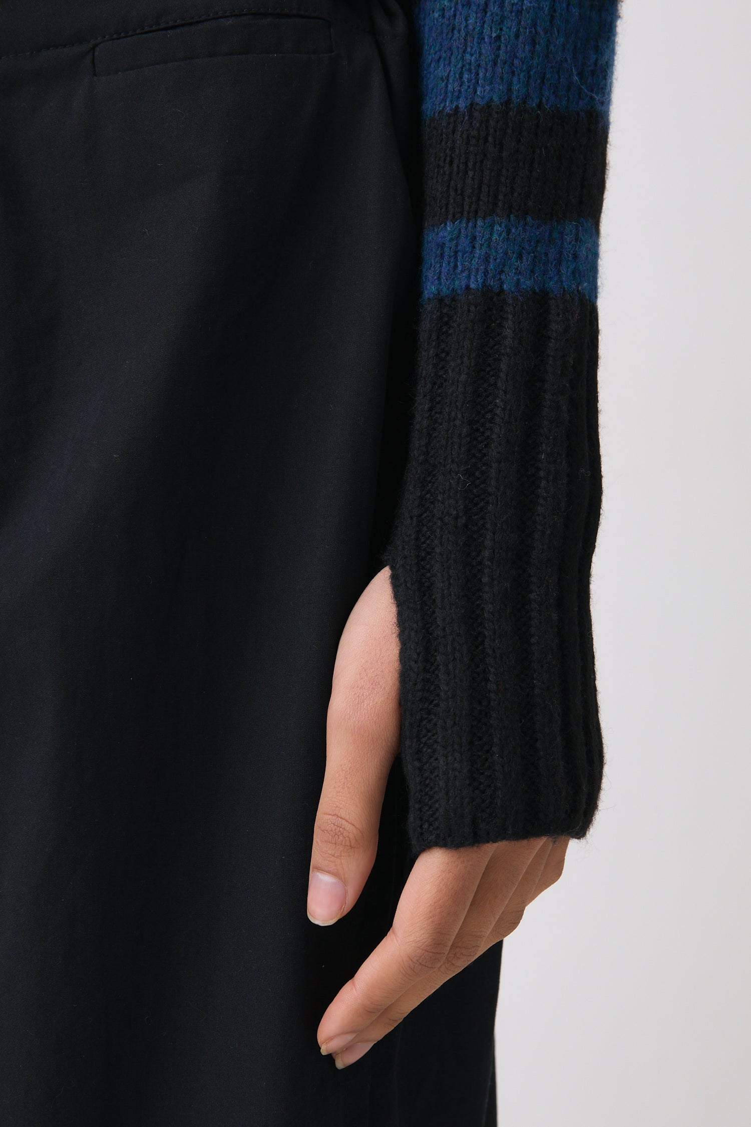 The Anita Knitted Hoodie, Teal Stripe