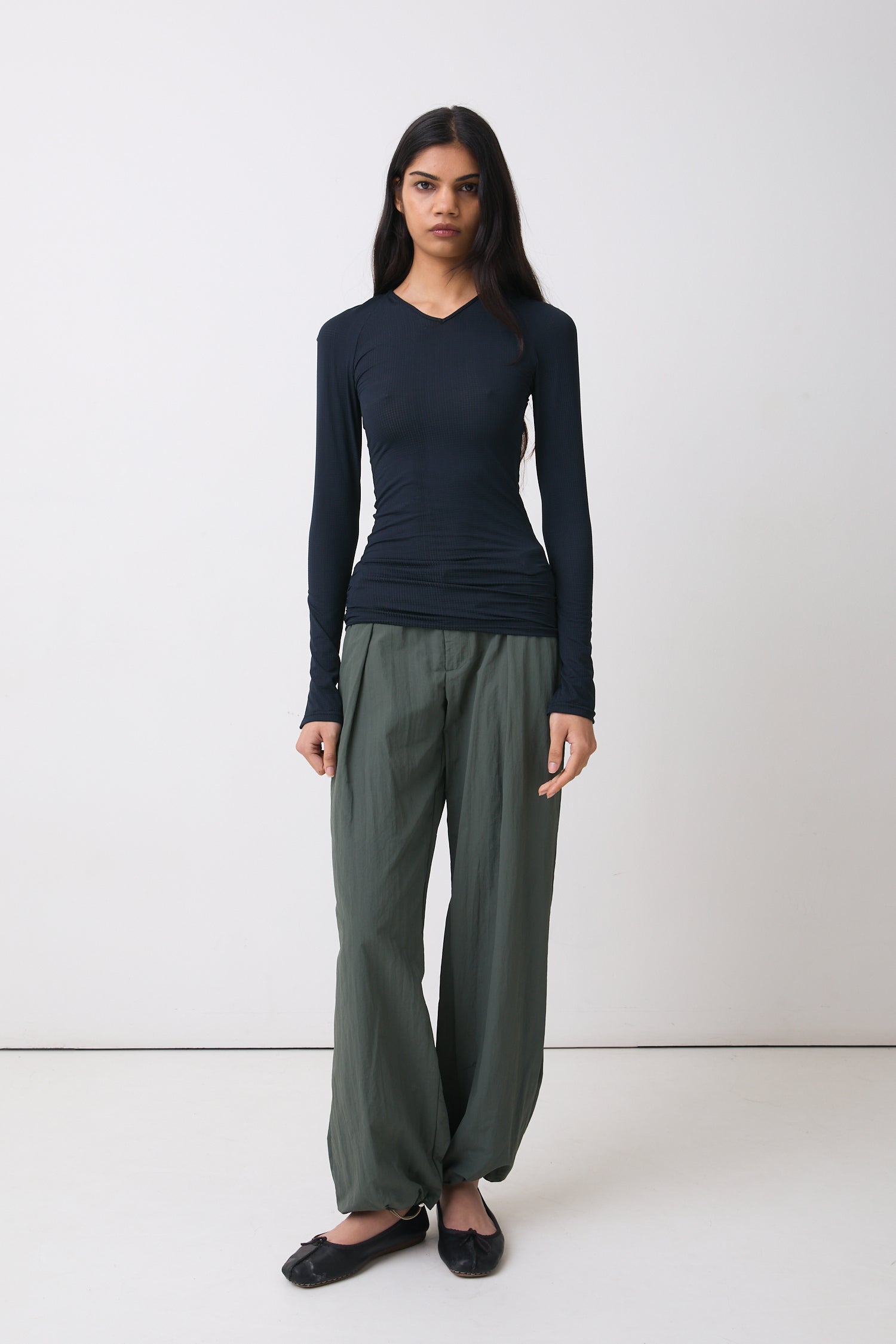 The Lola Drawcord Trousers, Slate Green