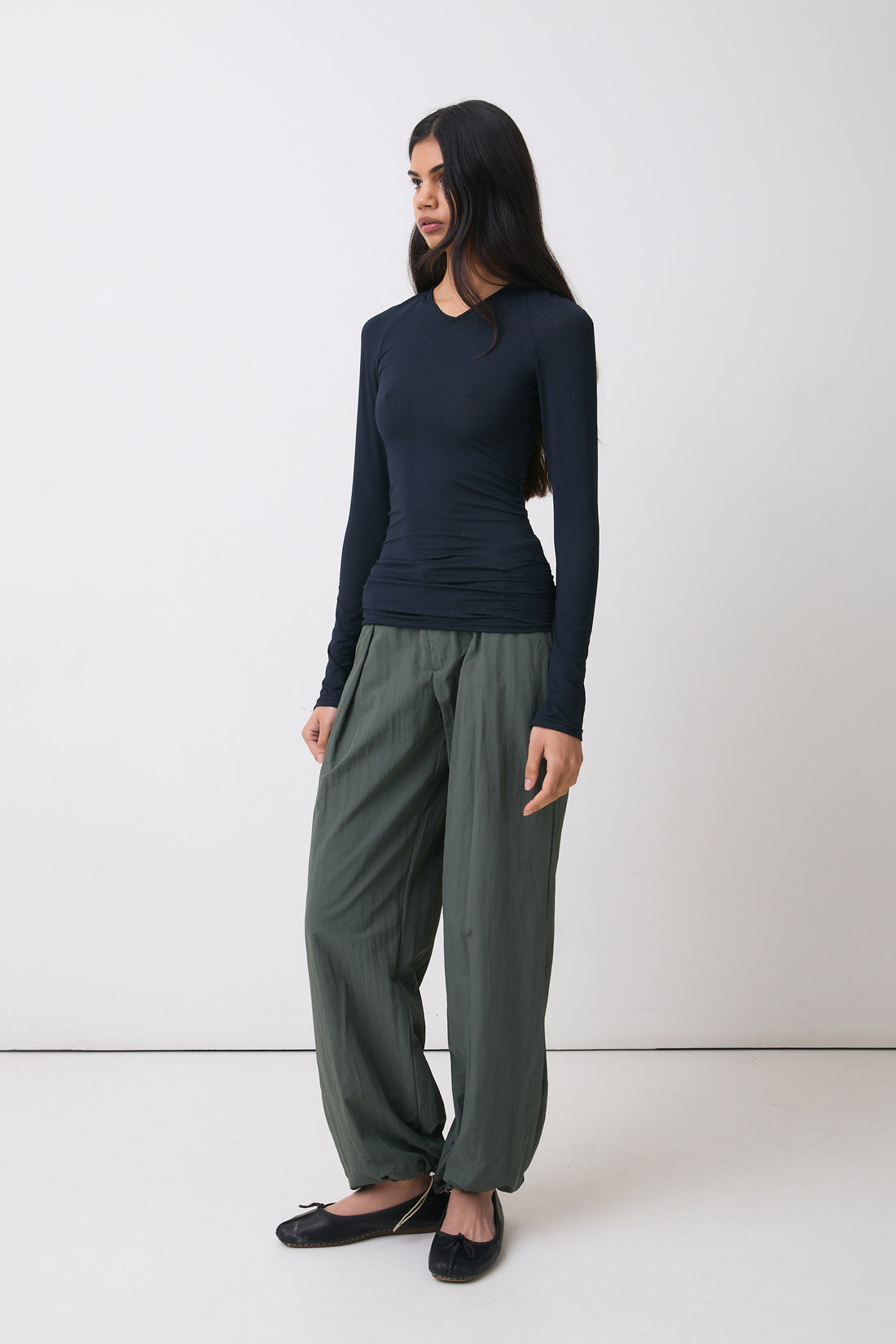 The Lola Drawcord Trousers, Slate Green