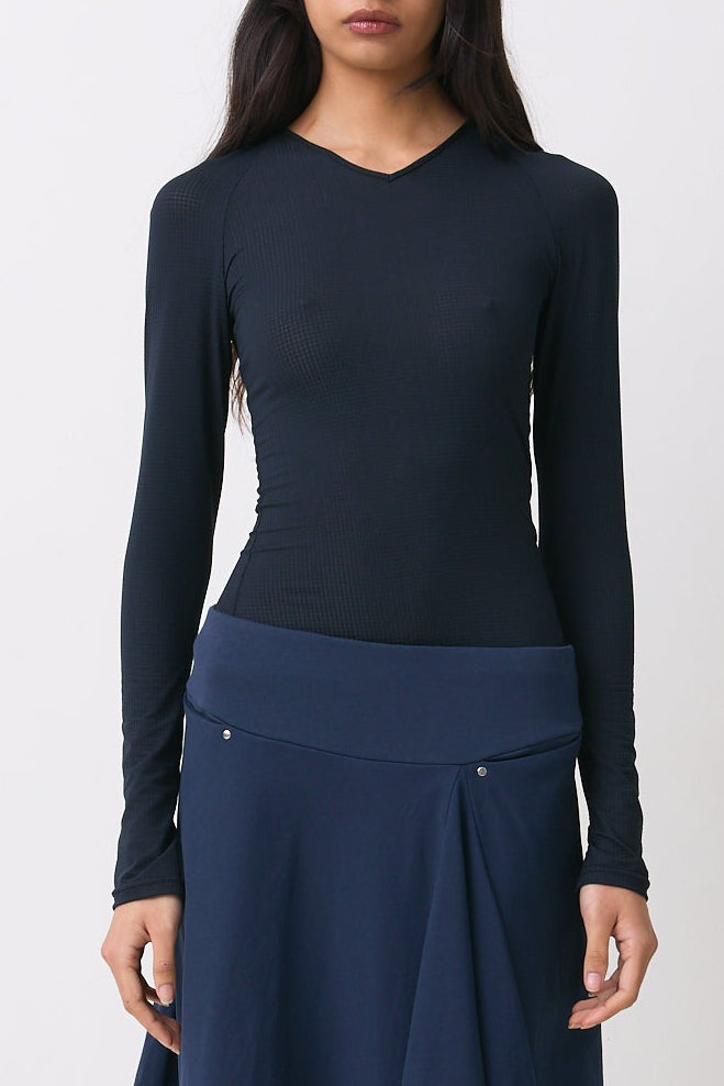 The Neo Long Sleeve Top, Black Grid