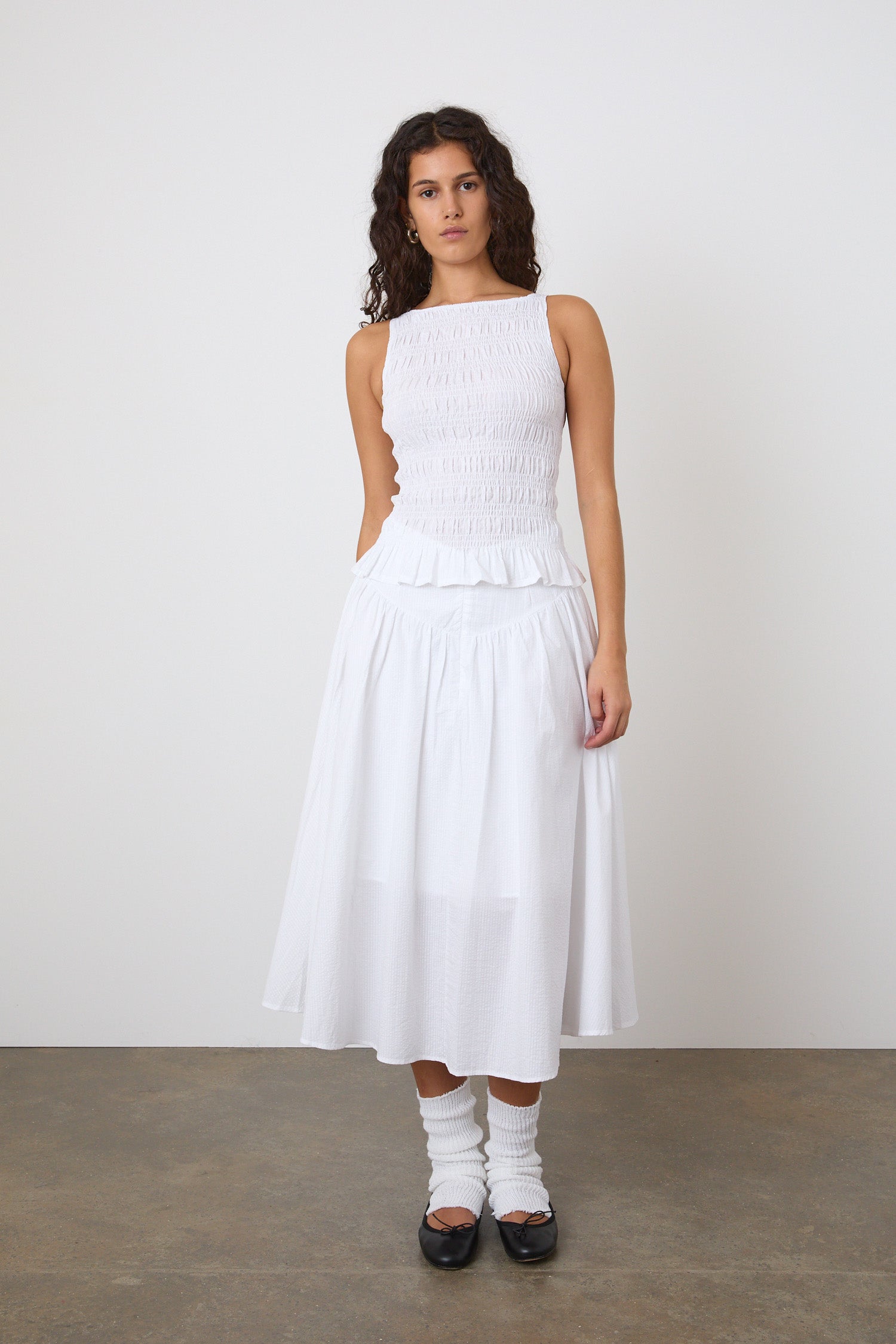 The Deba Seersucker Top, Porcelain