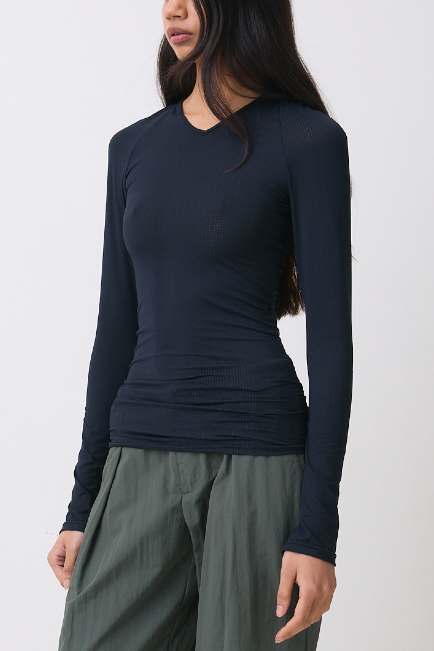 The Neo Long Sleeve Top, Black Grid