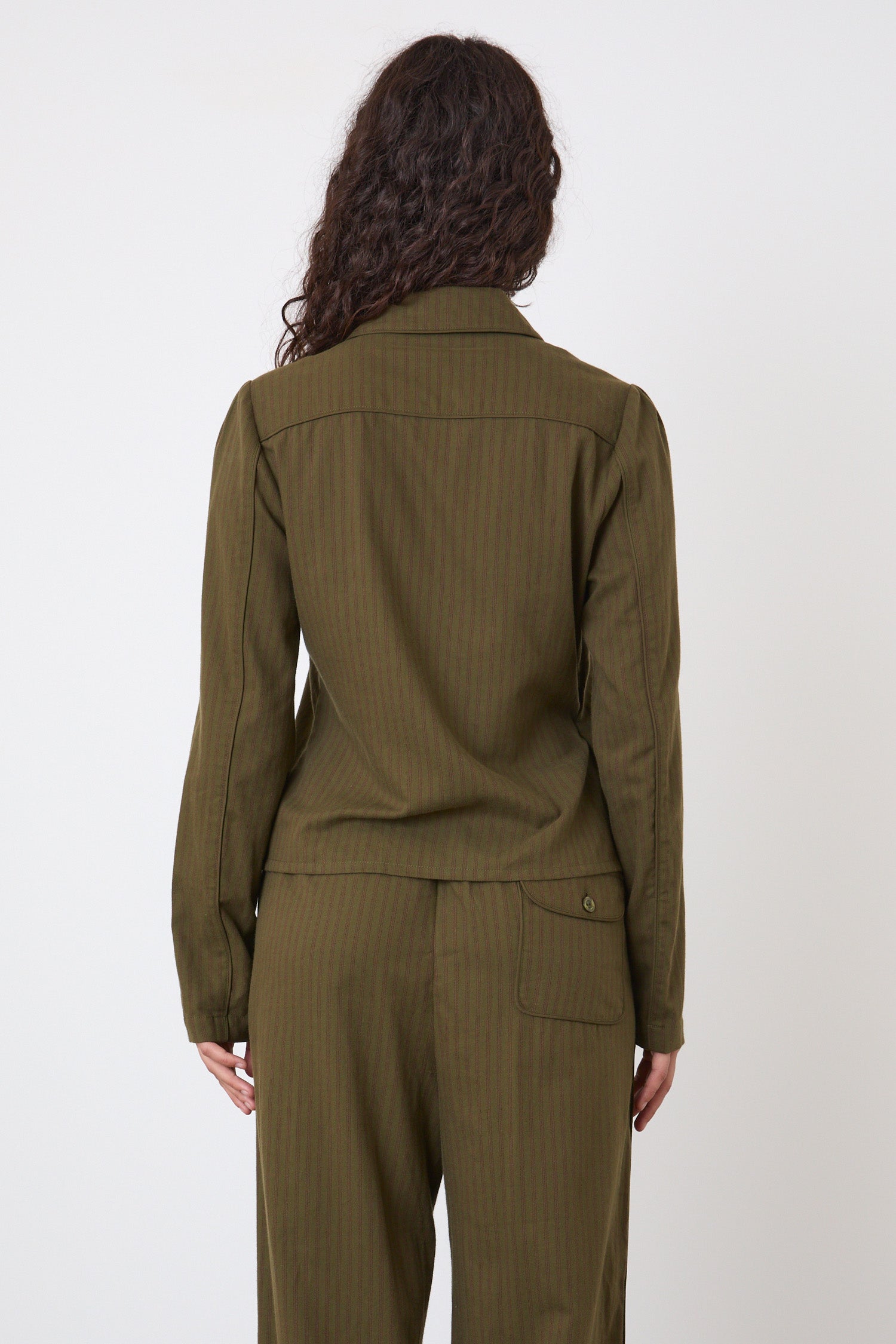 The Coppola Lounge Shirt, Olive and Fig Stripe