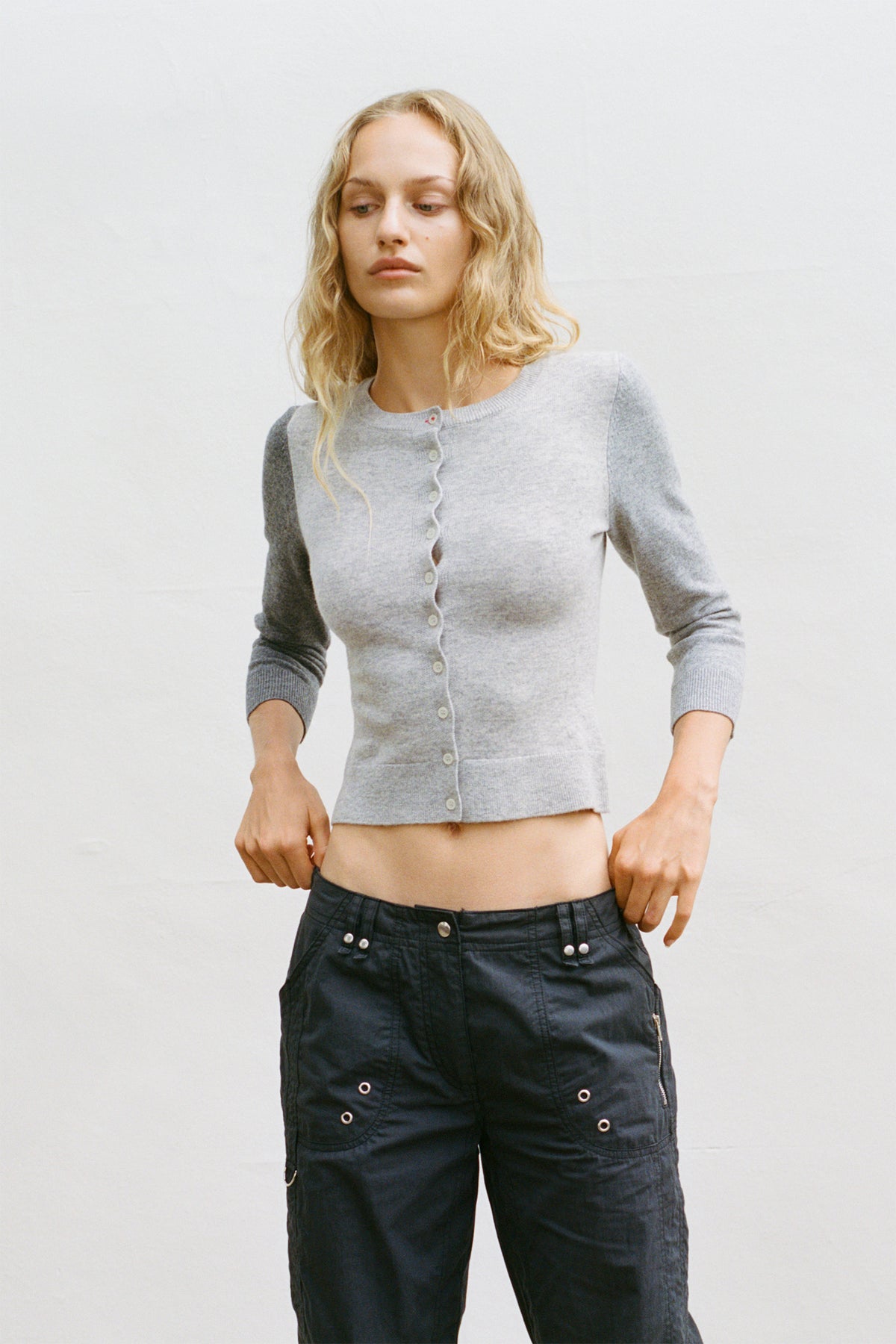 Ava Colourblock Cardigan, Greyscale