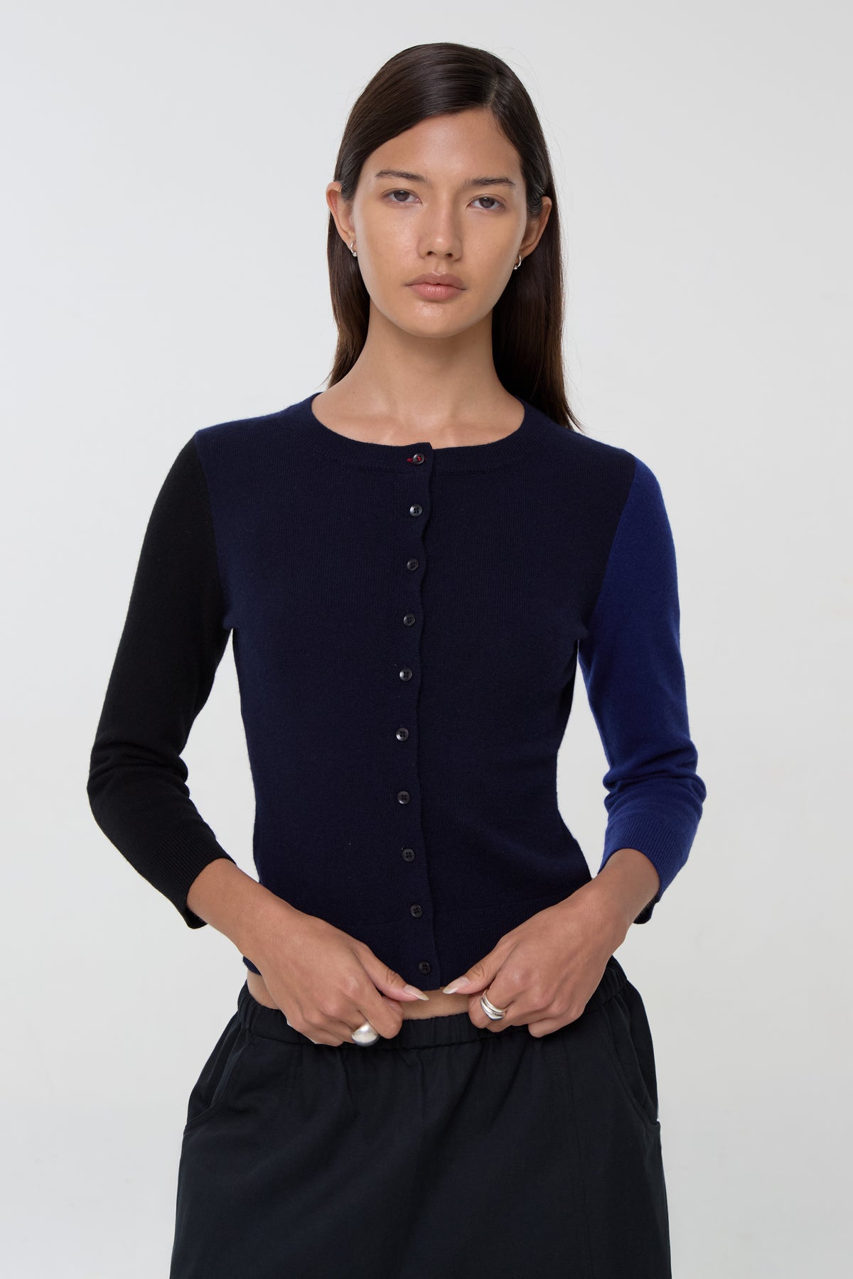 Ava Colourblock Cardigan, Navy