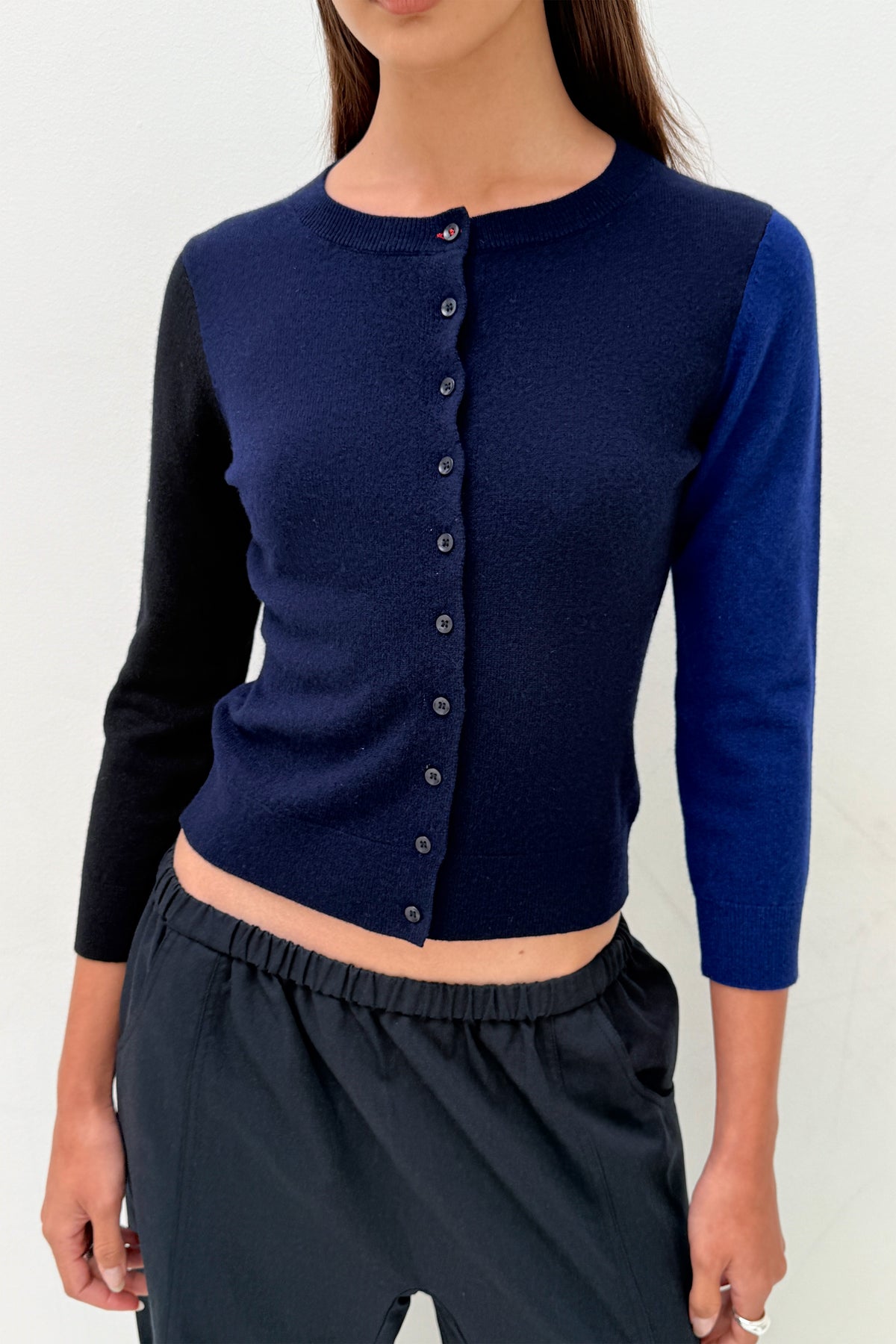 Ava Colourblock Cardigan, Navy
