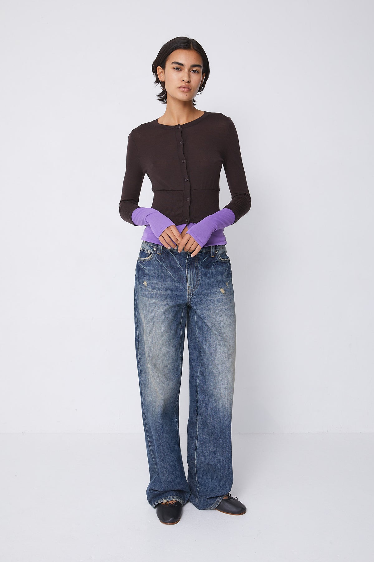 Bella Merino Layered Cardigan, Guiness