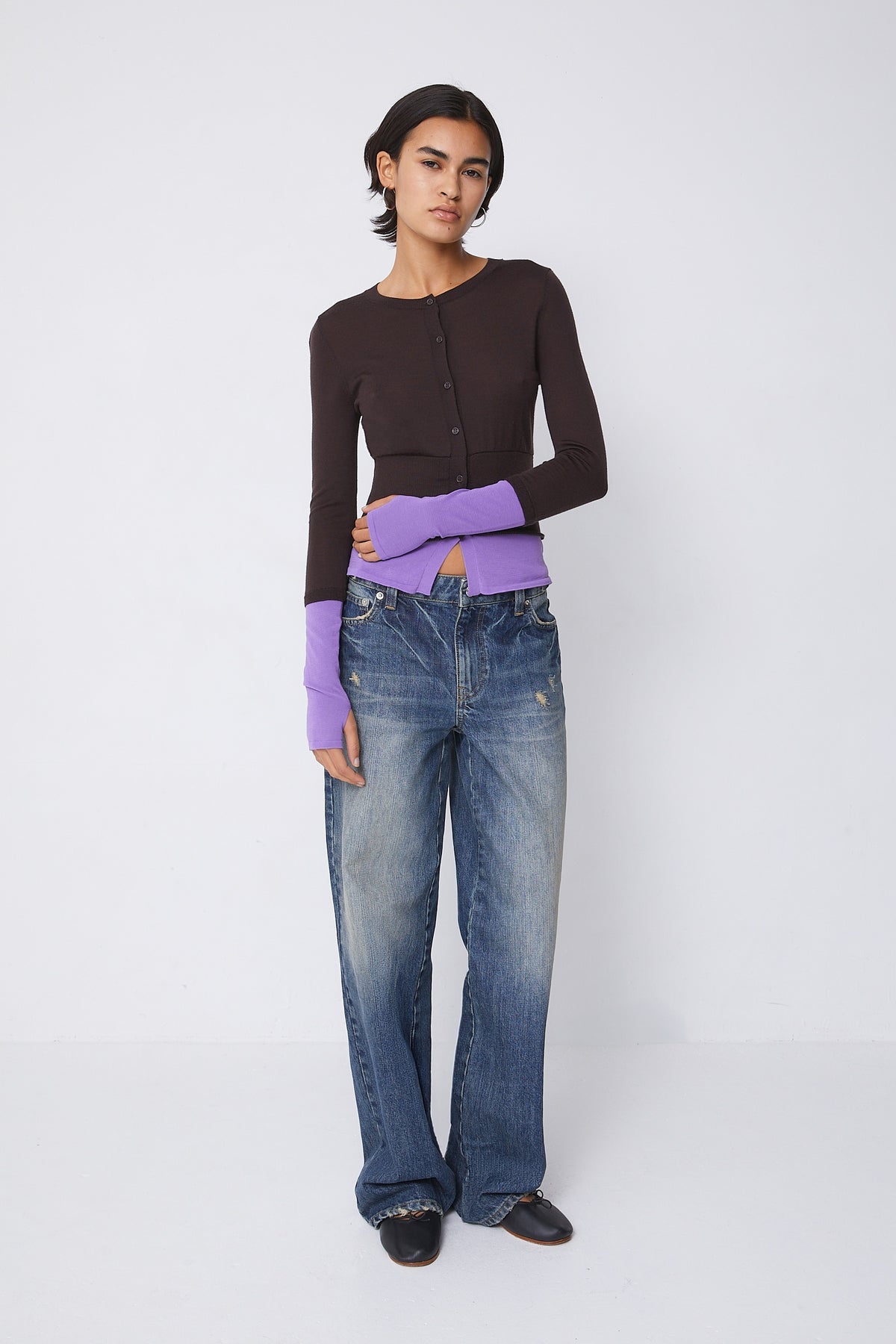 Bella Merino Layered Cardigan, Guiness