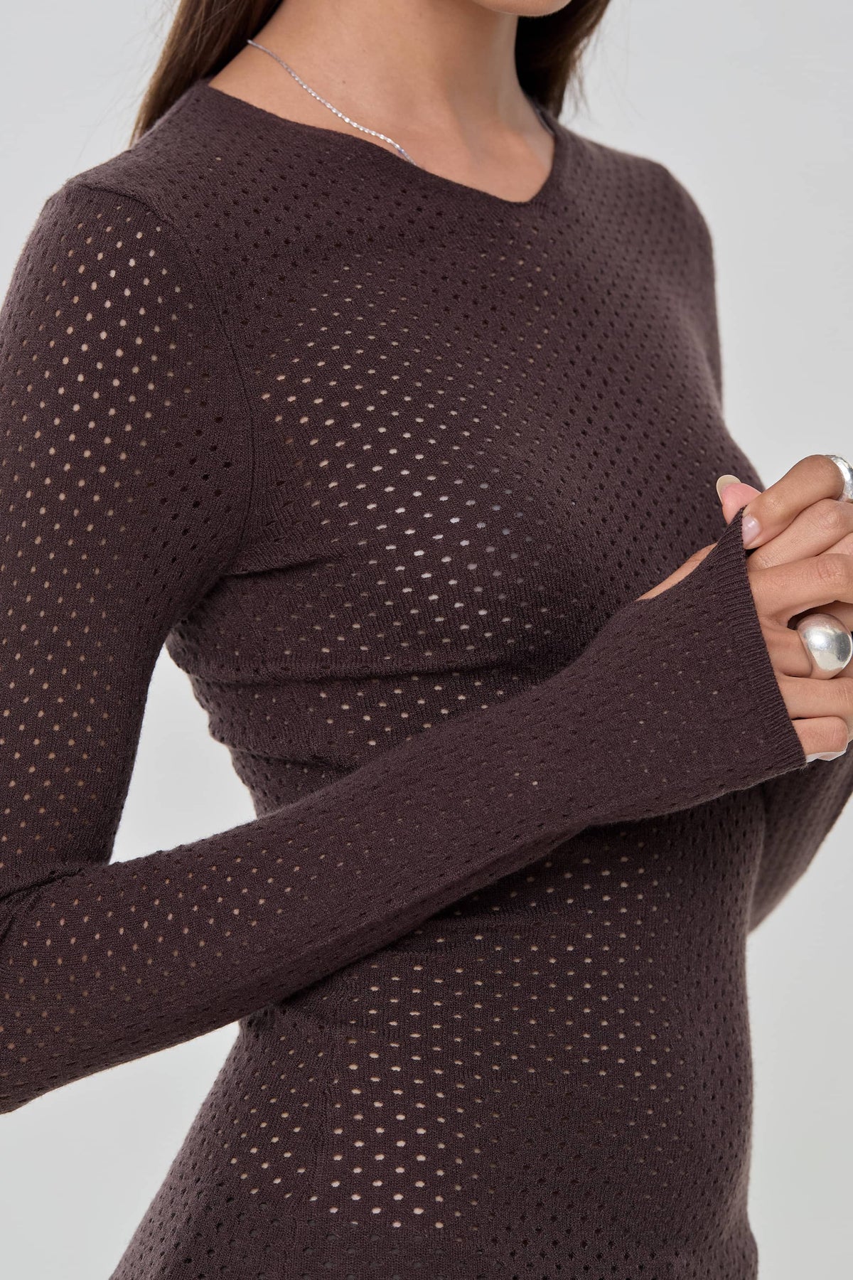 Carly Thermal Knit, Chocolate