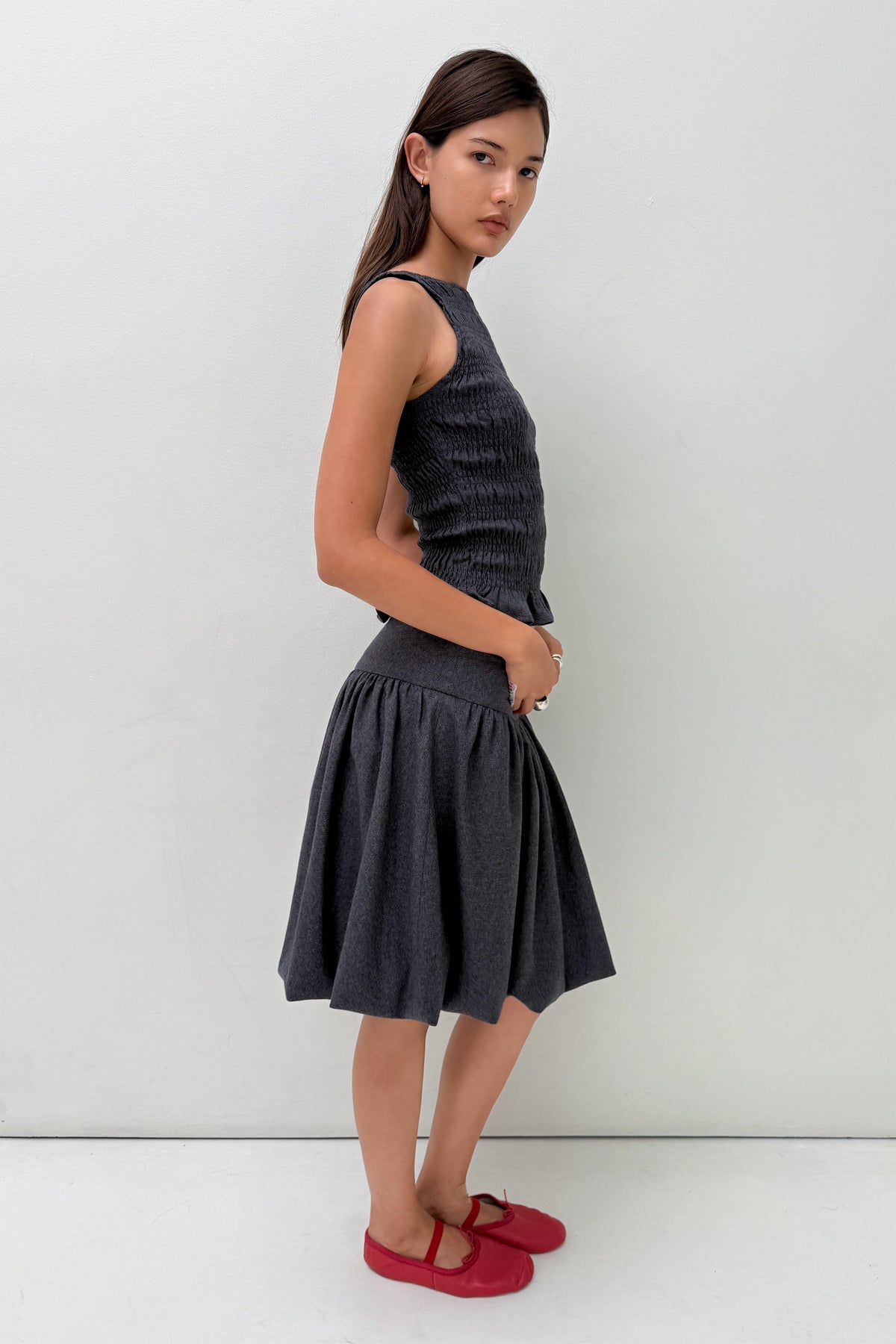 Deba Bubble Skirt, Soft Grey