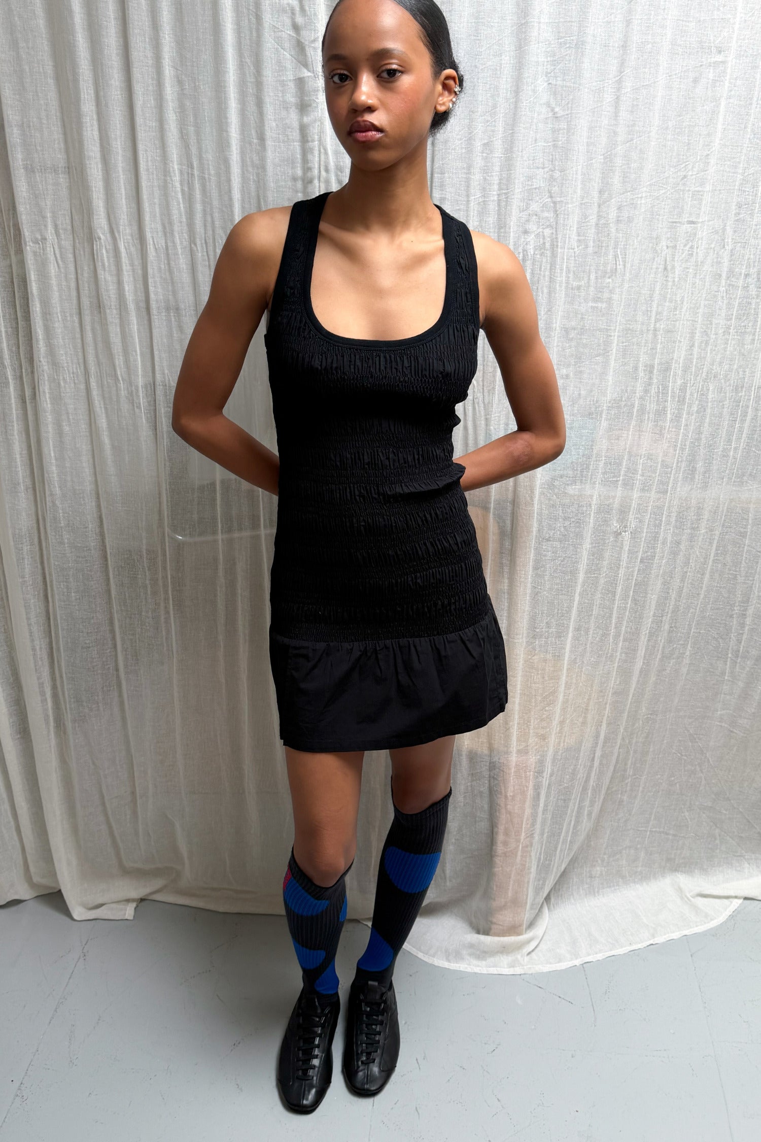 Deba Shirred Dress, Onyx