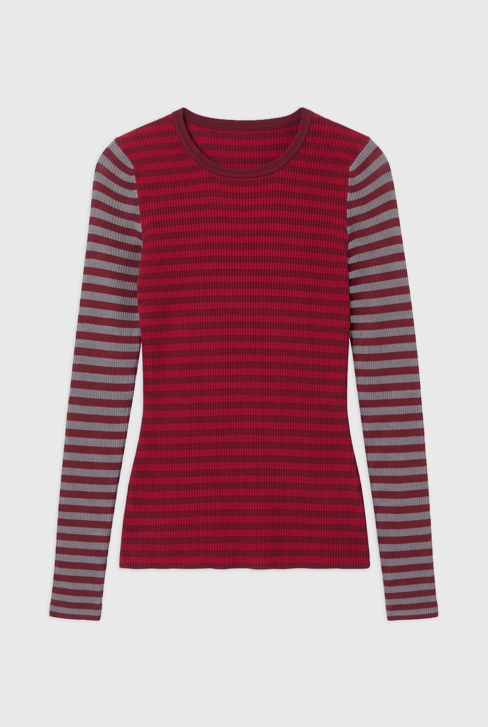 Elise Stripe Long Sleeve Top, Burgundy Stripe