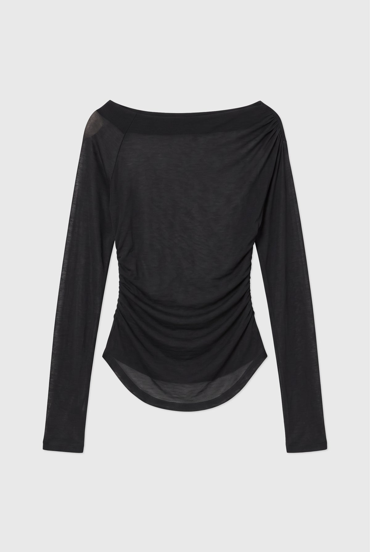Emma Asymmetric Long Sleeve Top, Onyx