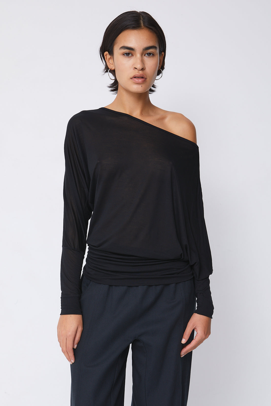 Emma Balloon Long Sleeve Top, Onyx