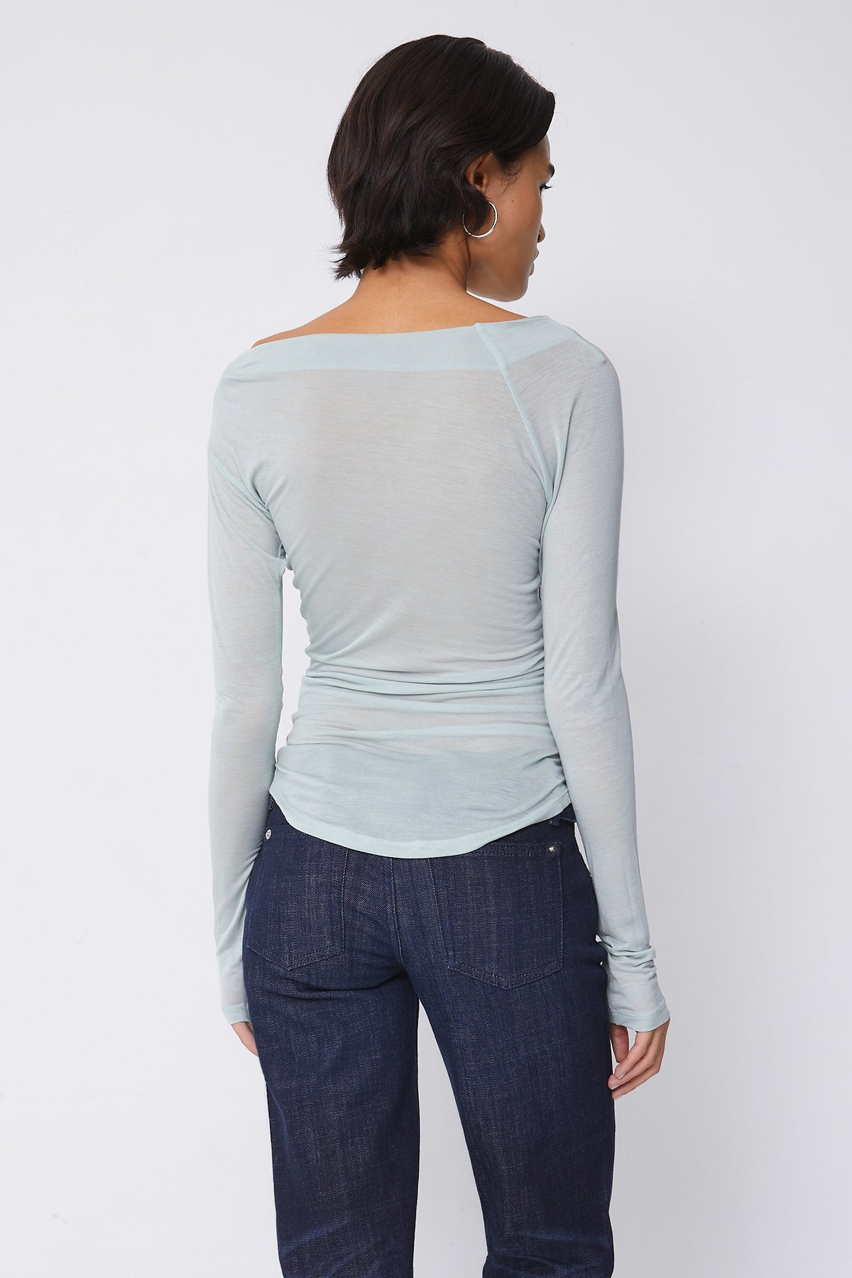 Emma Asymmetric Long Sleeve Top, Mist