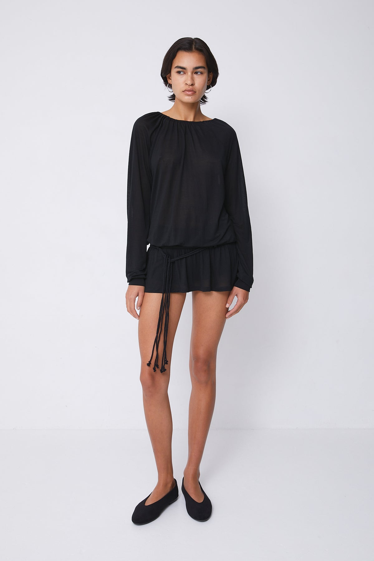 Emma Long Sleeve Skort Dress, Onyx