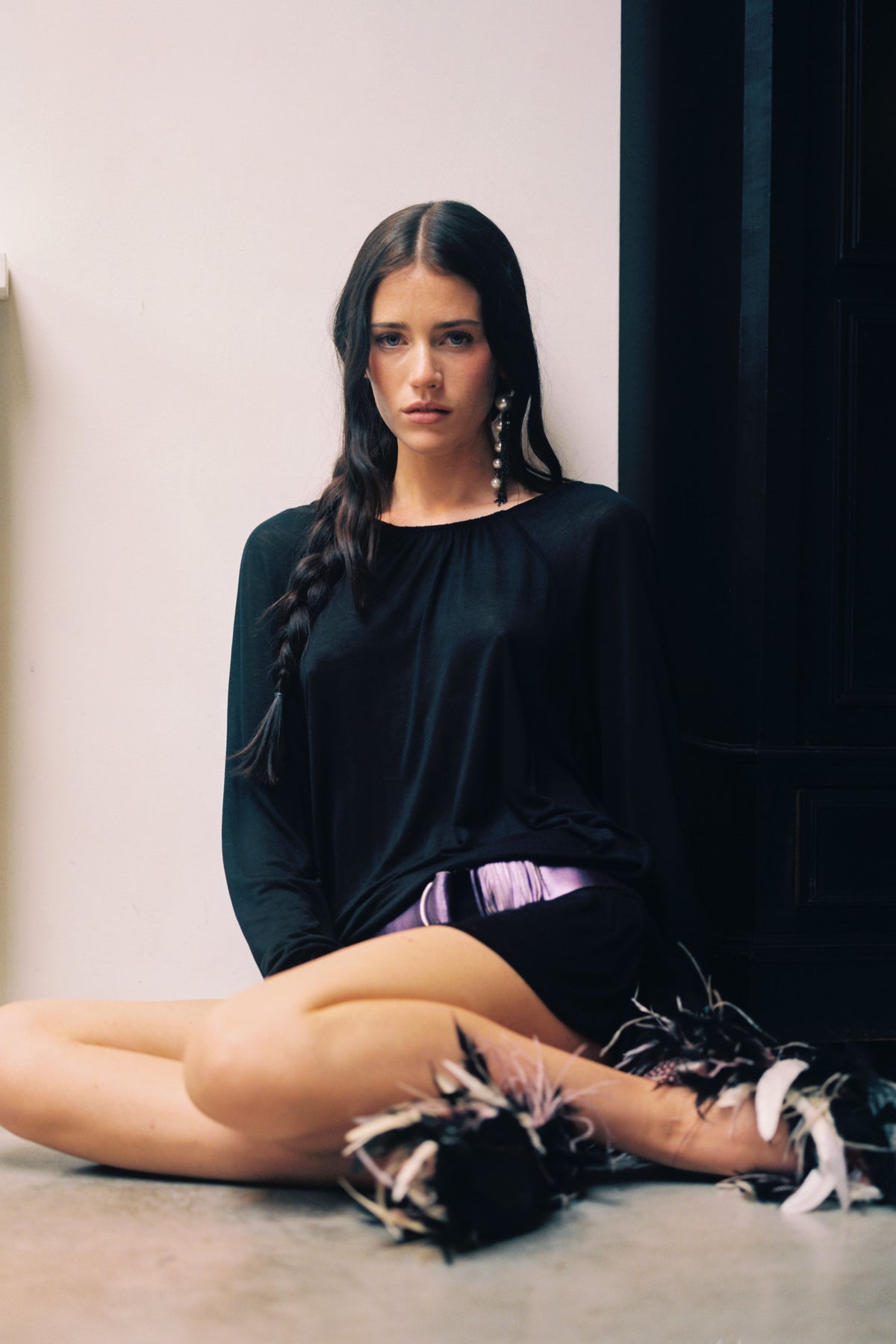 Emma Long Sleeve Skort Dress, Onyx
