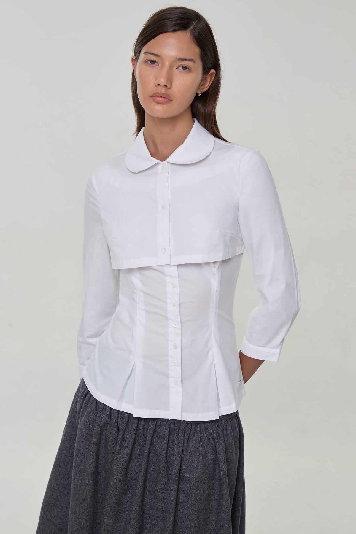 Gloria Double Blouse, Porcelain