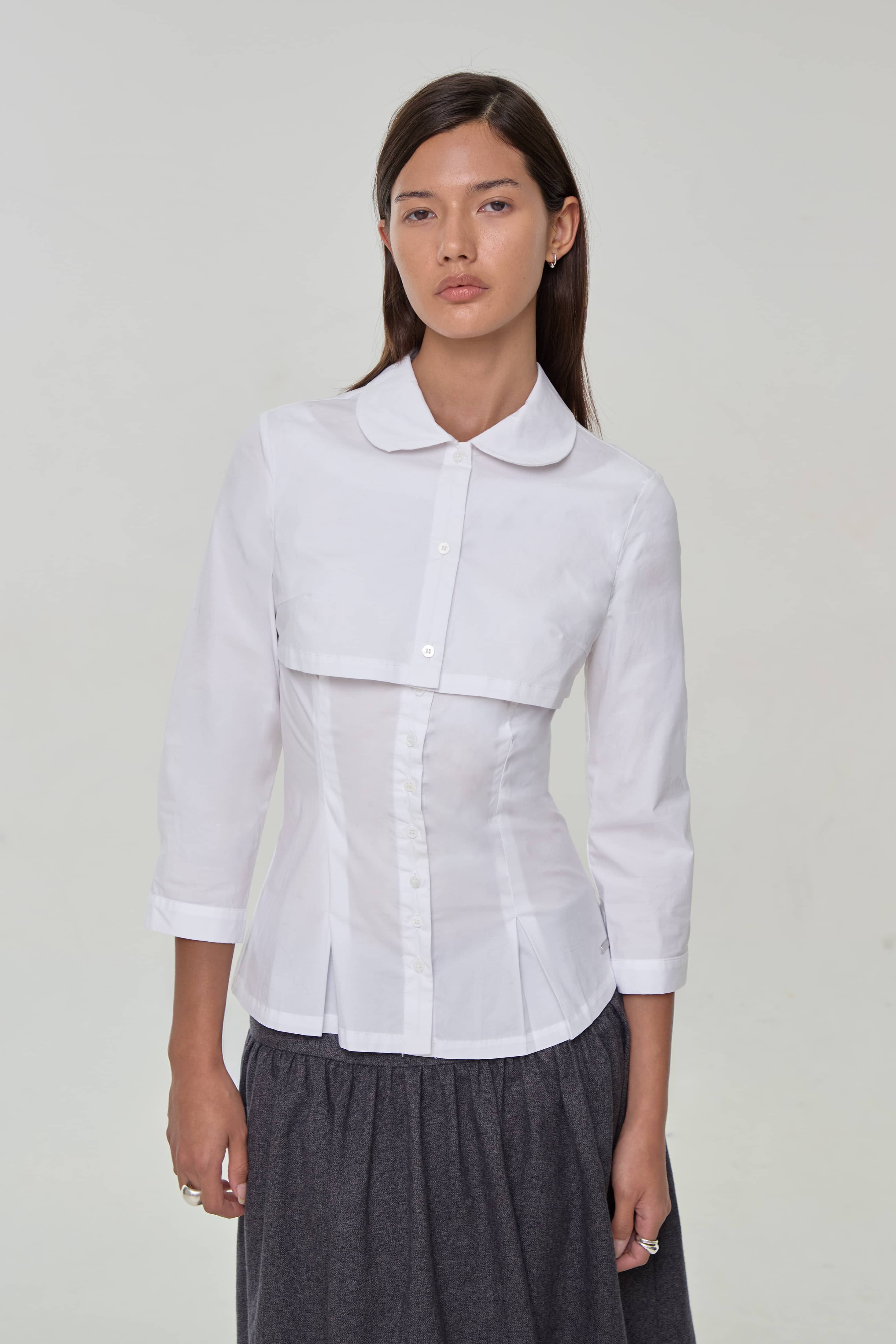 Gloria Double Blouse, Porcelain