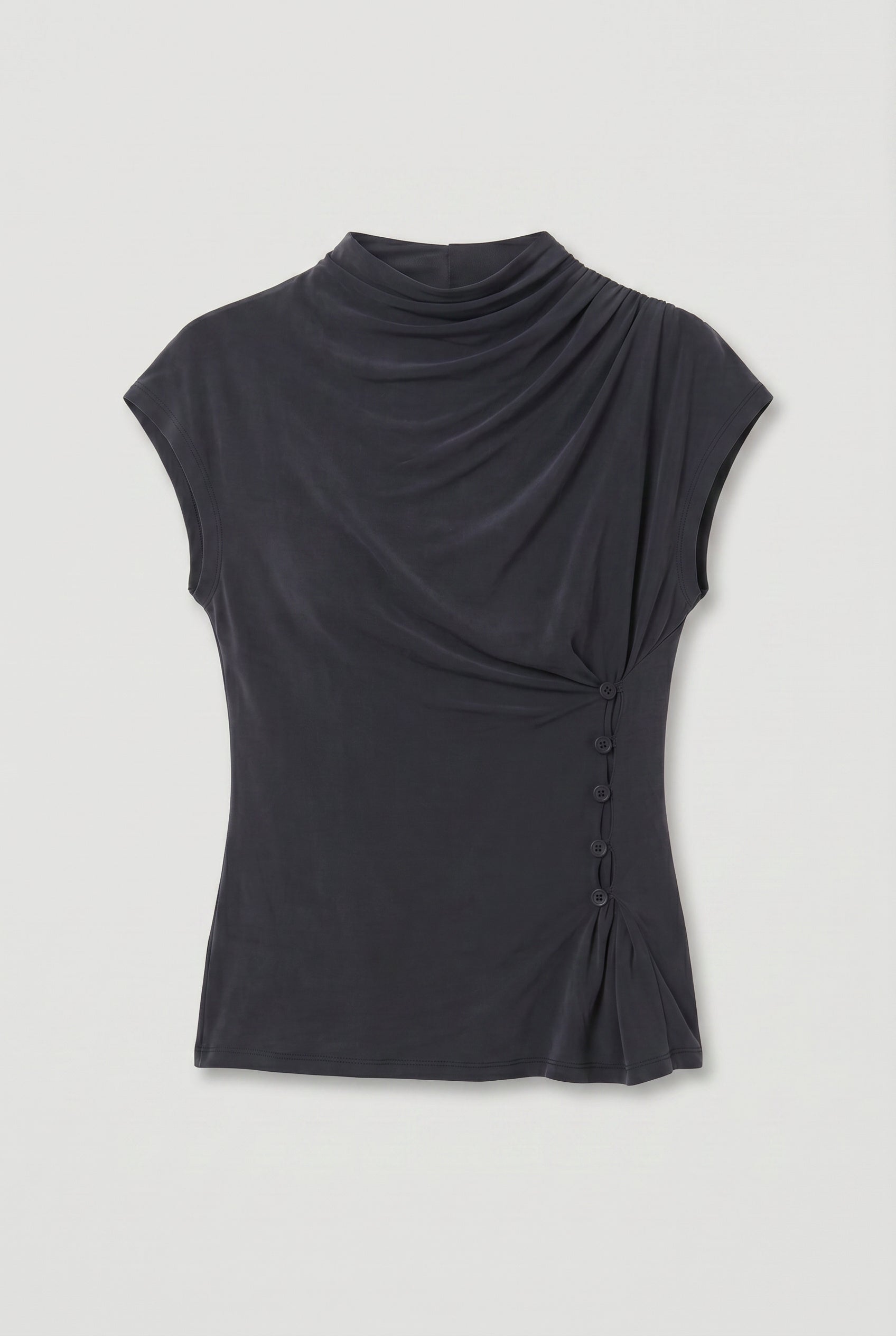 Kylie Button Top,  Graphite